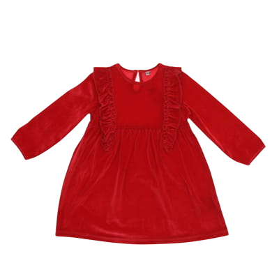 Robe rouge en velours manches longues - Bébé - Taille 12 mois - Photo 0