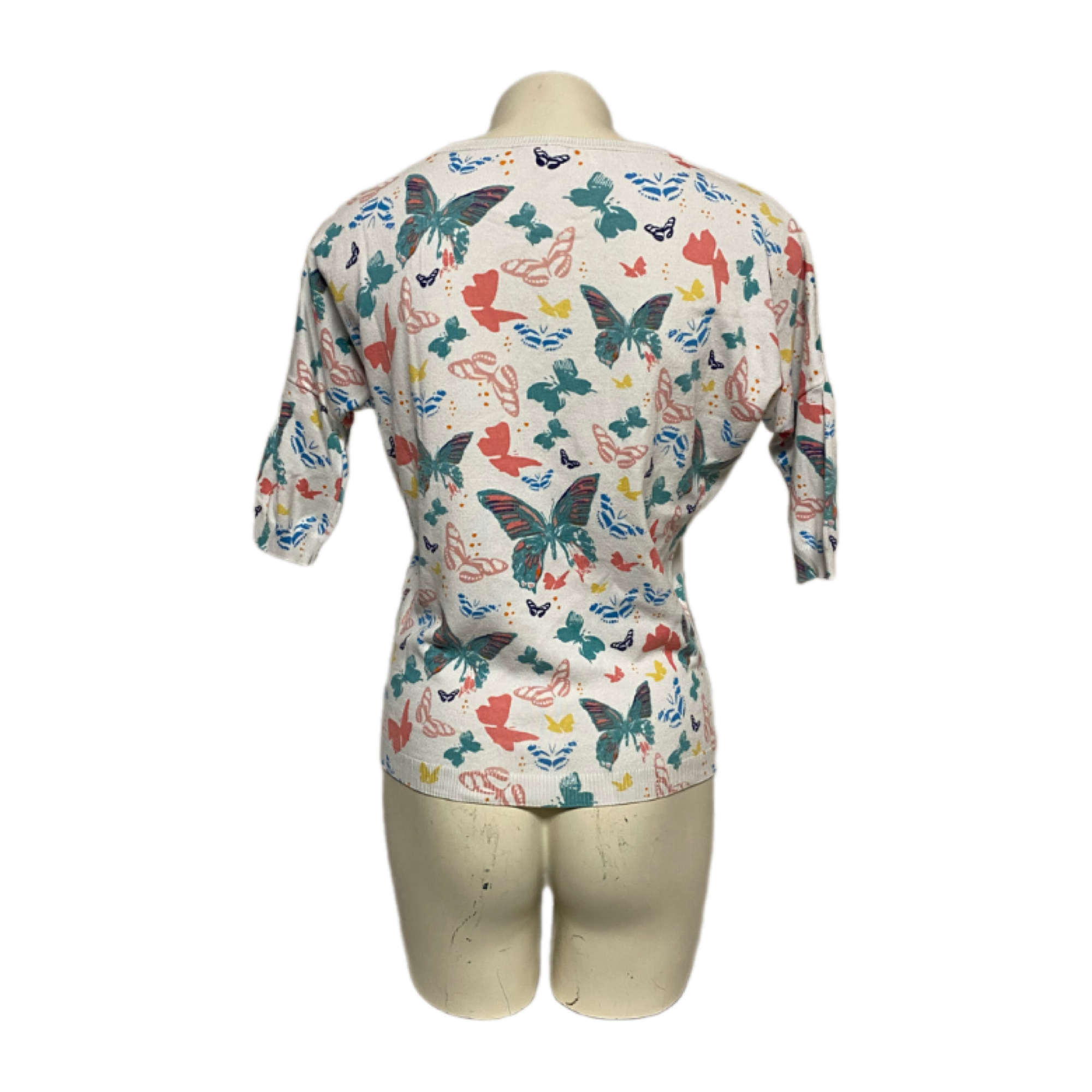 Pull femme imprimé papillons manches courtes - RIU Paris - T0 Bon état - Vue 4 - 
