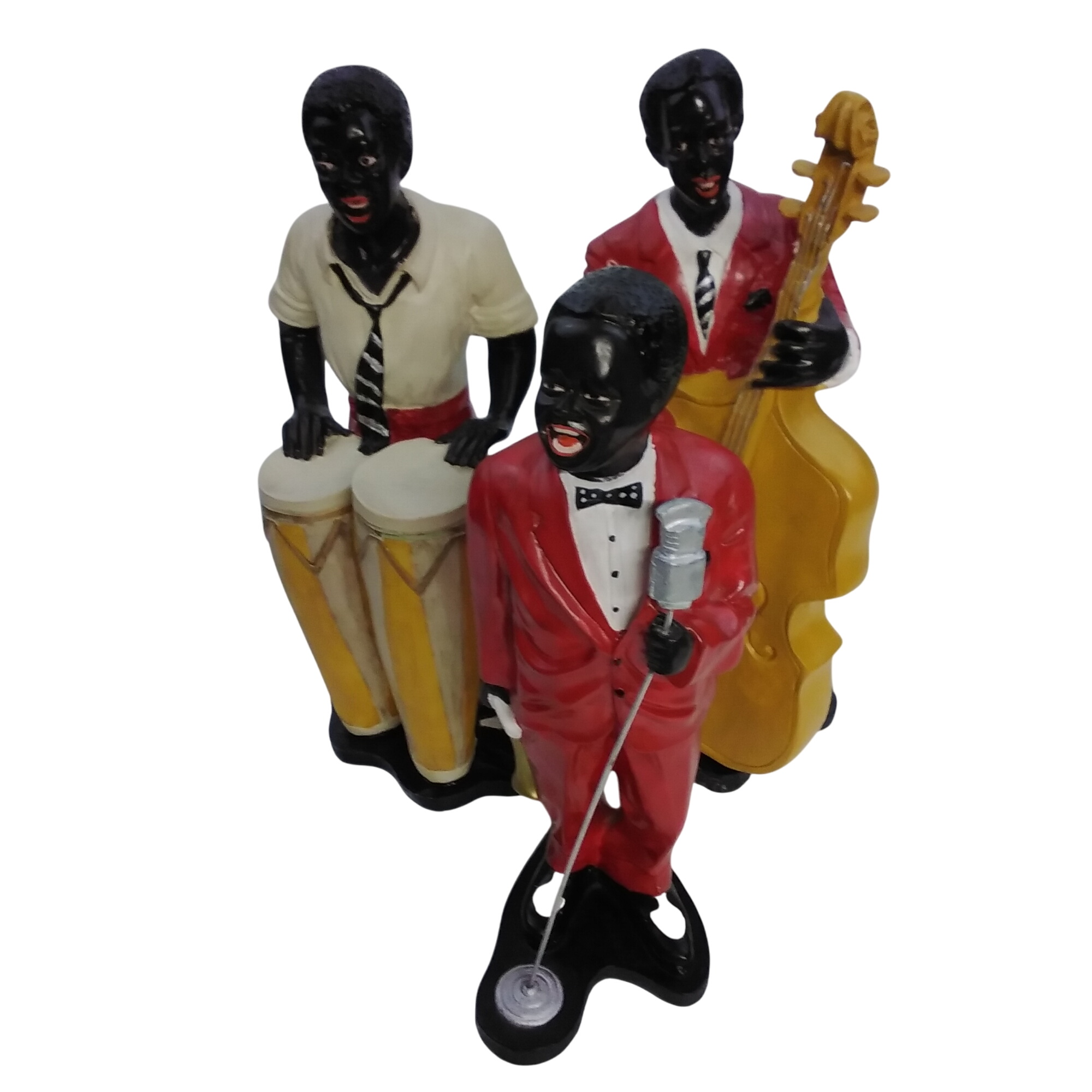 Trio De Figurines Jazzmen En Résine - Décoration Musique Vintage