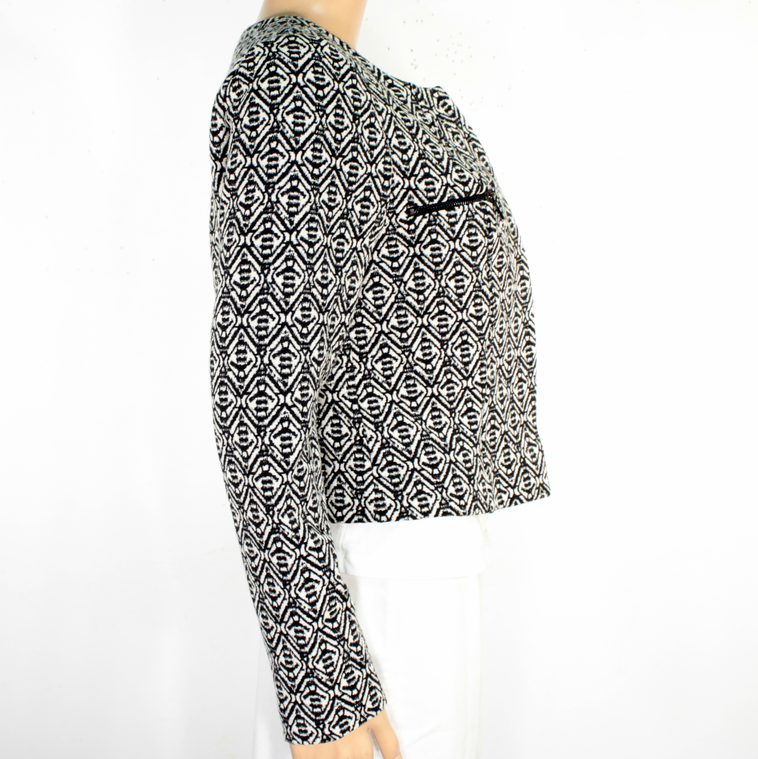 Veste Courte Femme Ecru/ Noire BREAL Taille 40 - Photo 2