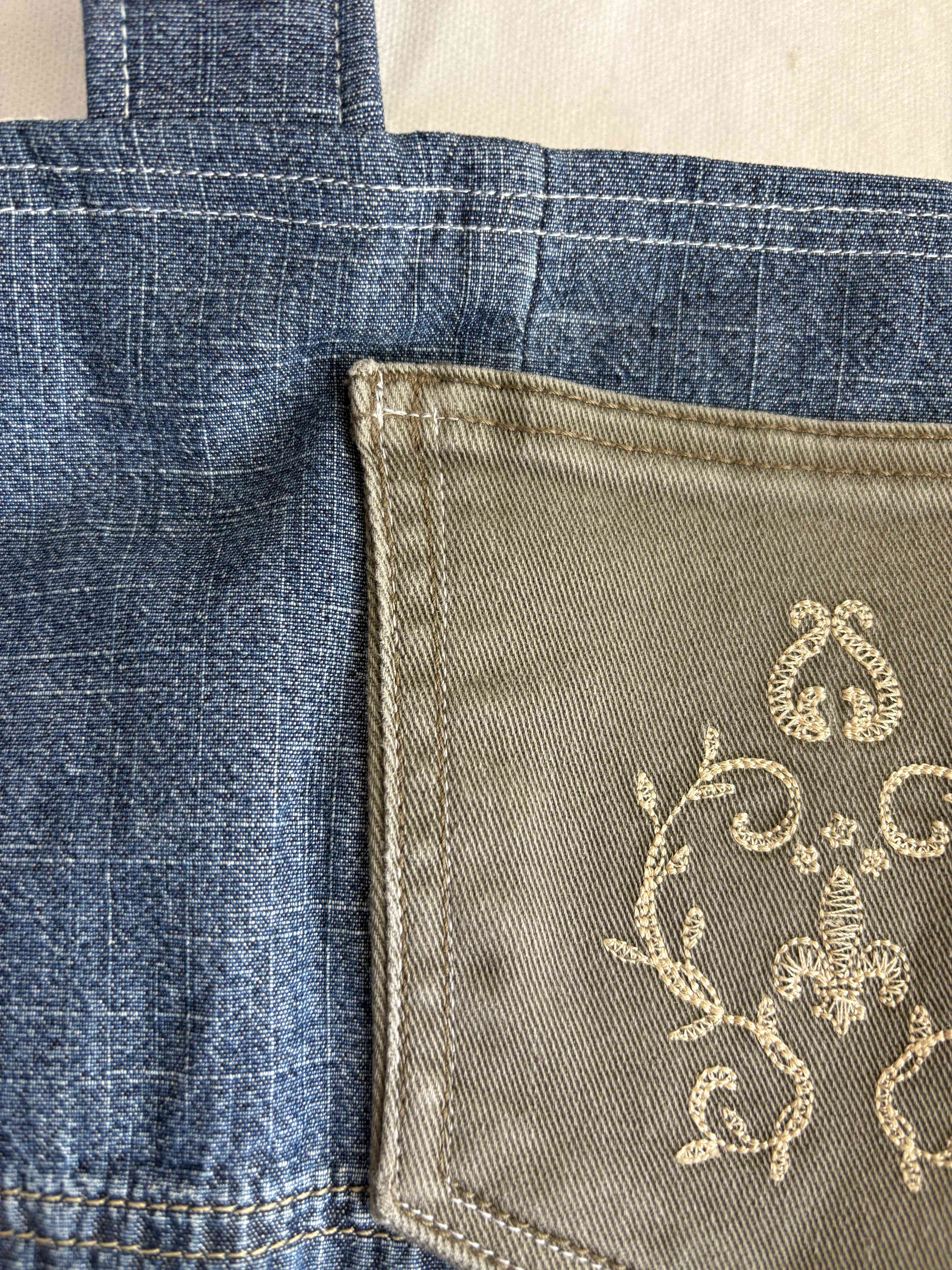 Sac Cabas en Jean et Tissu Upcycling - Photo 2