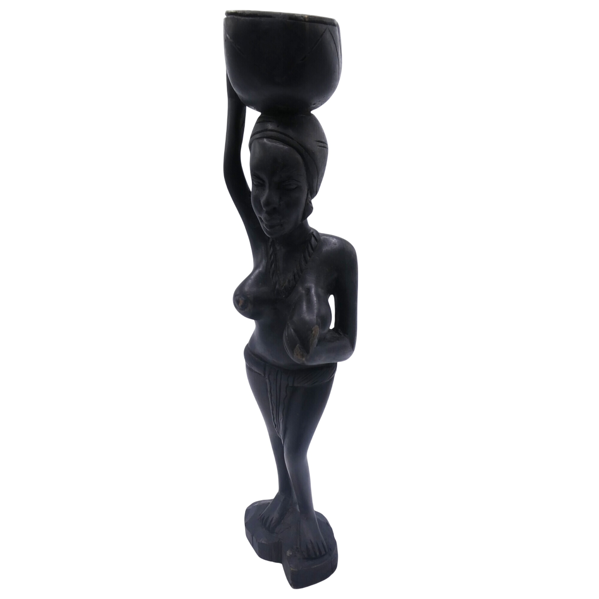 Statuette africaine en ébène vintage 35cm - Photo 0