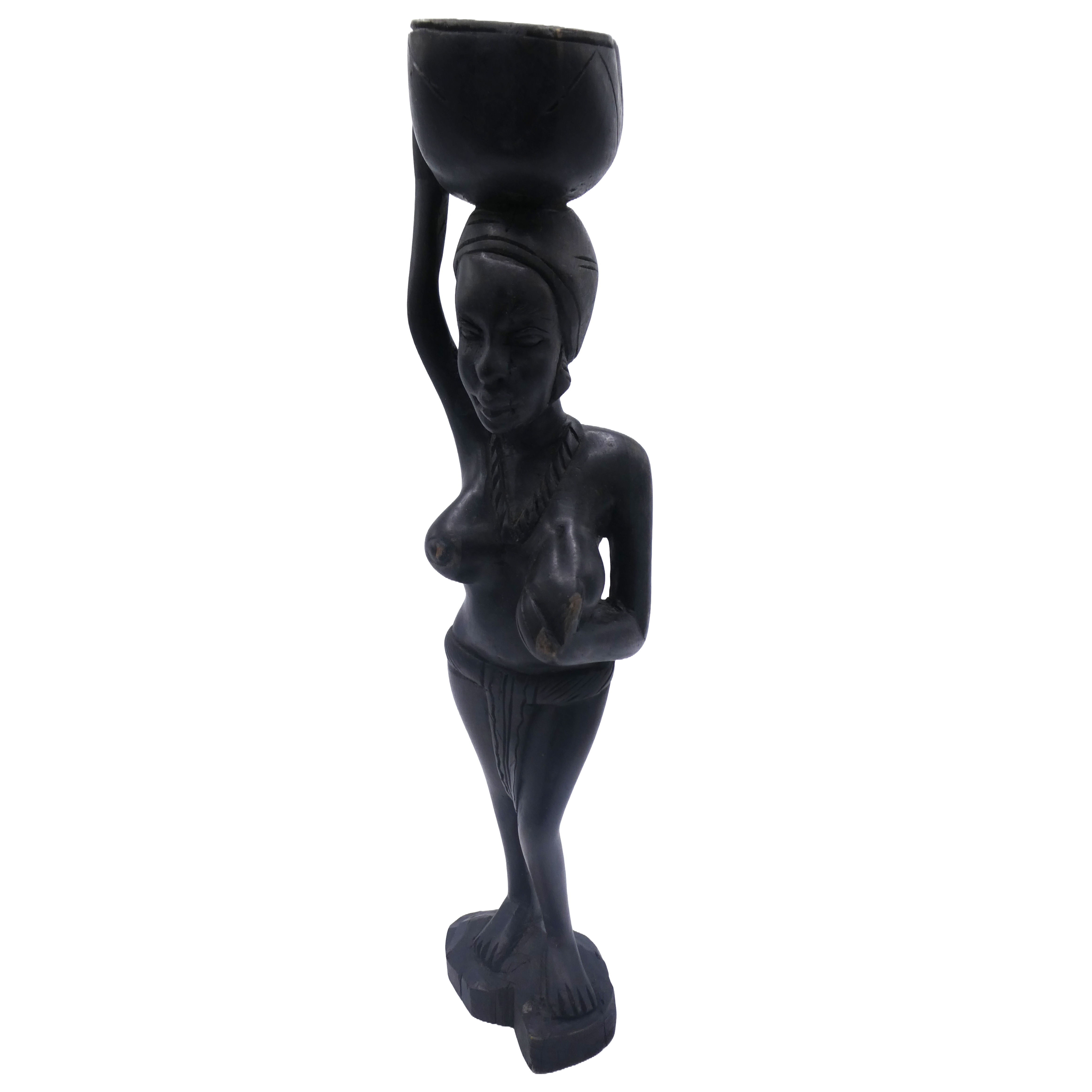 Statuette africaine en ébène vintage 35cm - Photo 1