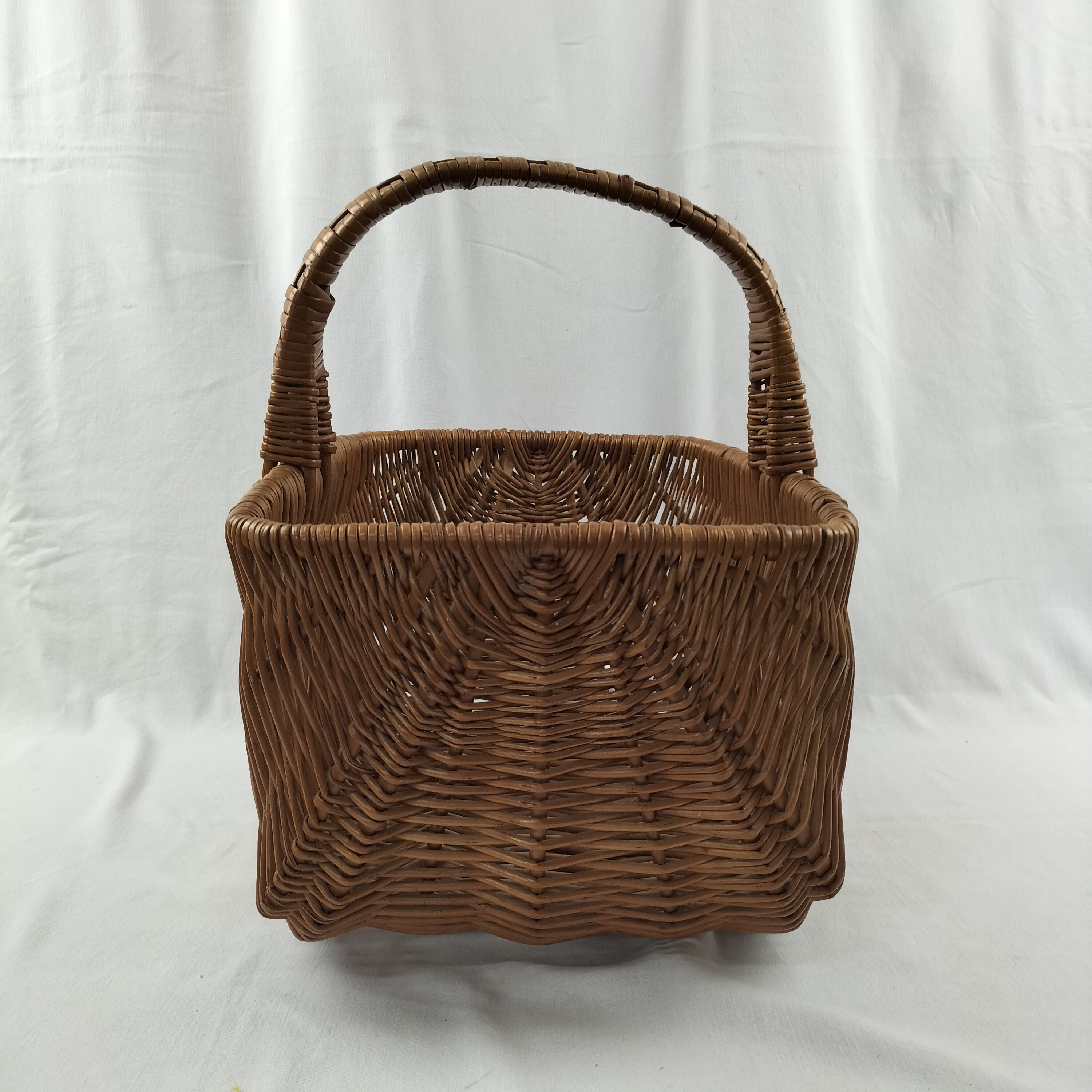 Panier vintage en osier rectangulaire - Photo 4