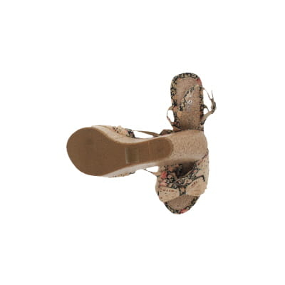 Sandales beiges noires imprimées fleurs - Femme - Shoe Girls - Taille 37 - Photo 2