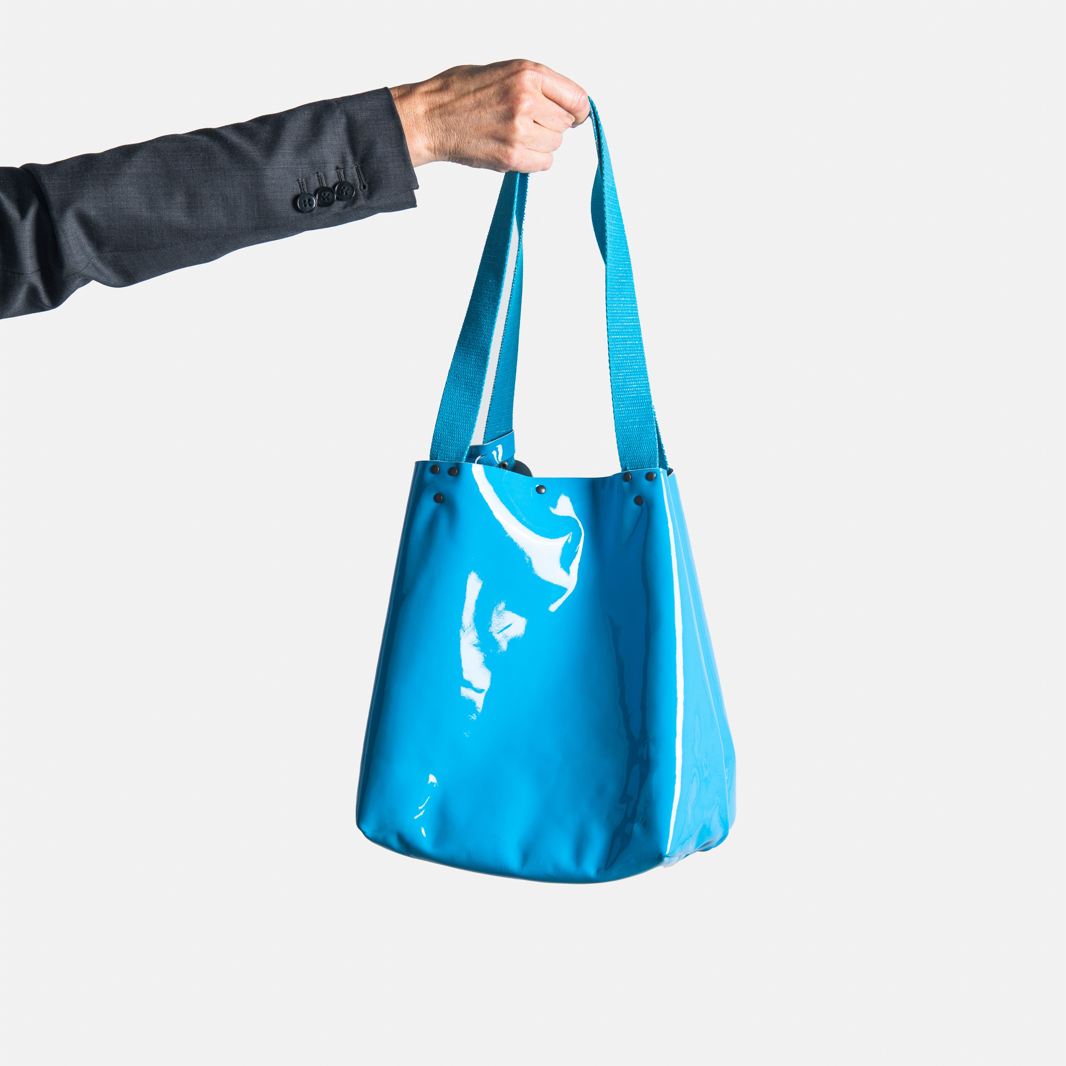 SAC CABAS - CUIR VERNIS TURQUOISE Comme neuf - Vue 2 - 