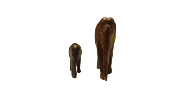 Lot de 2 Statuettes d'éléphant en bois - Photo 1