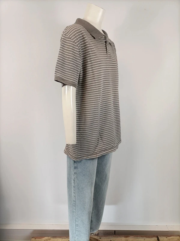 Polo Levi’s rayé gris manches courtes col contrasté casual vintage Très bon état - Vue 5 - 