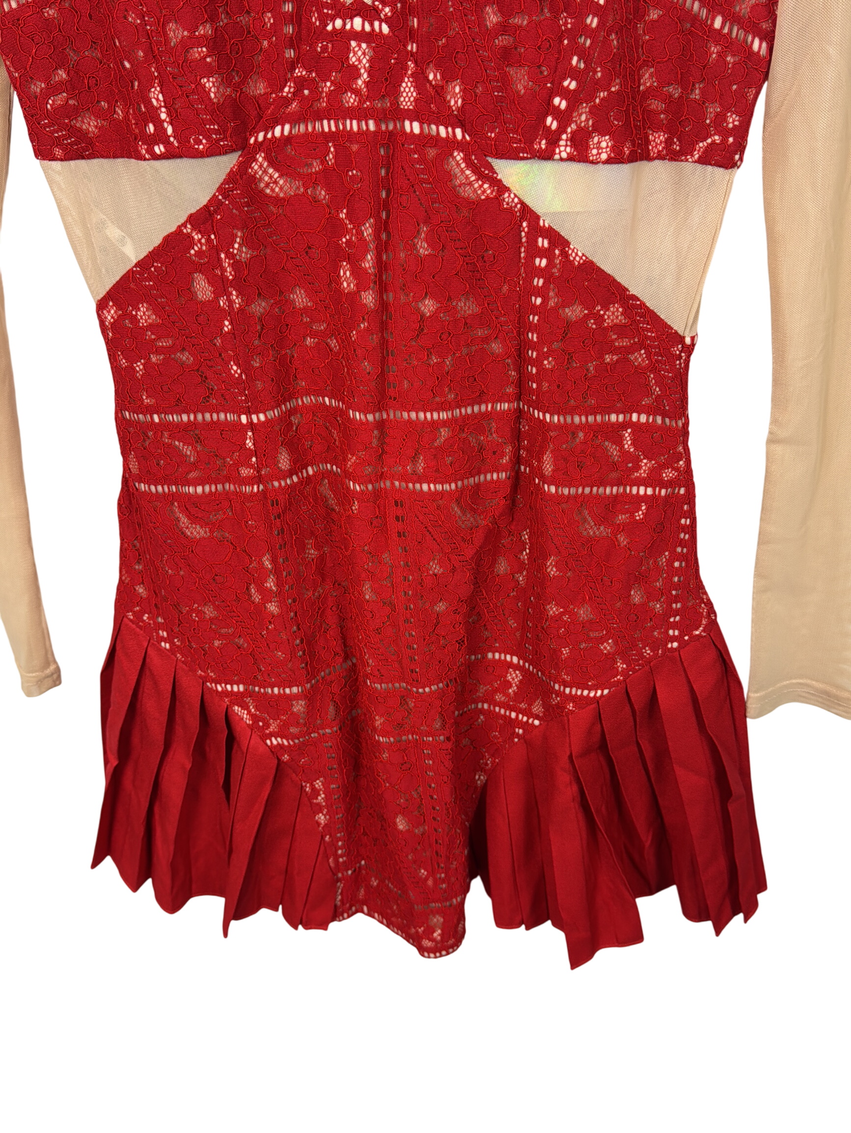 Missguided robe rouge dentelle tulle S - Photo 1