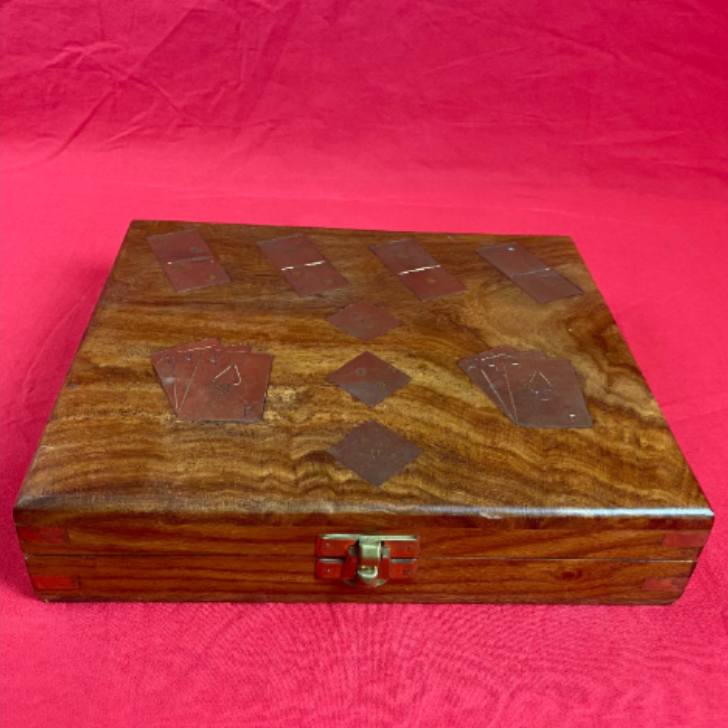 Coffret de Jeu en Bois et laiton doré Bon état - Vue 2 - 