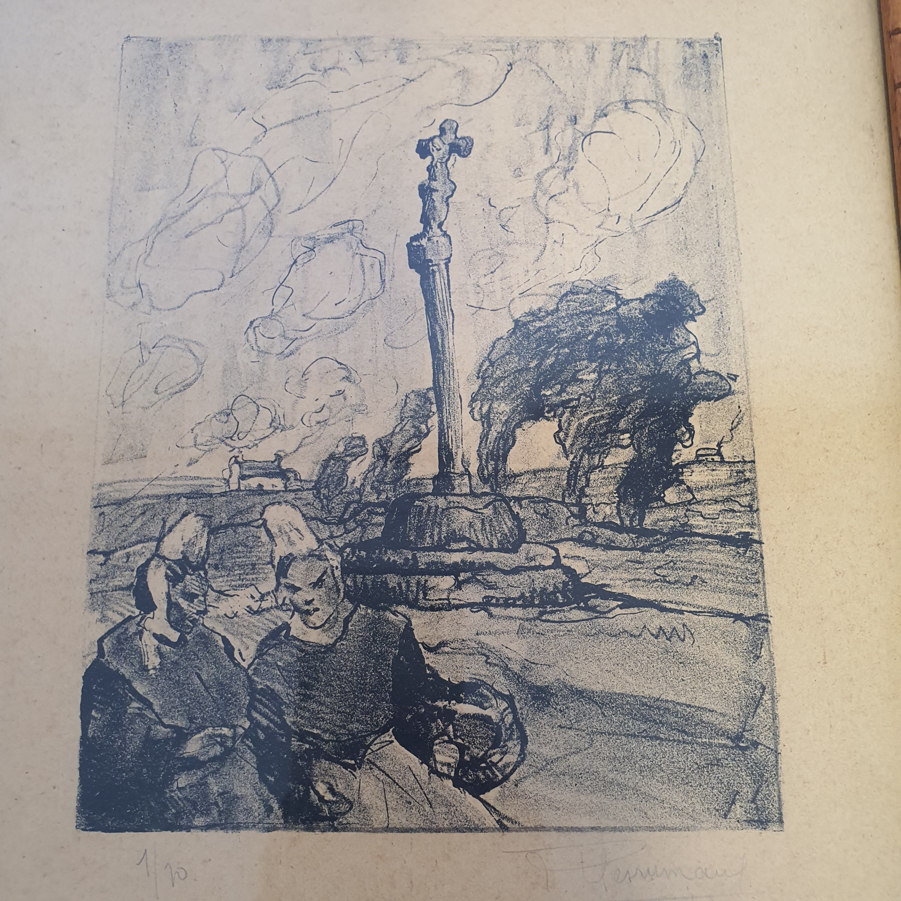 Voir photo 2 de Tableau Lithographie "Bigoudènes à St Guénolé" Signée Pierre Paul Desrumeaux Tableau Lithographie "Bigoudènes à St Guénolé" Signée Pierre Paul Desrumeaux État correct - Vue 2 -