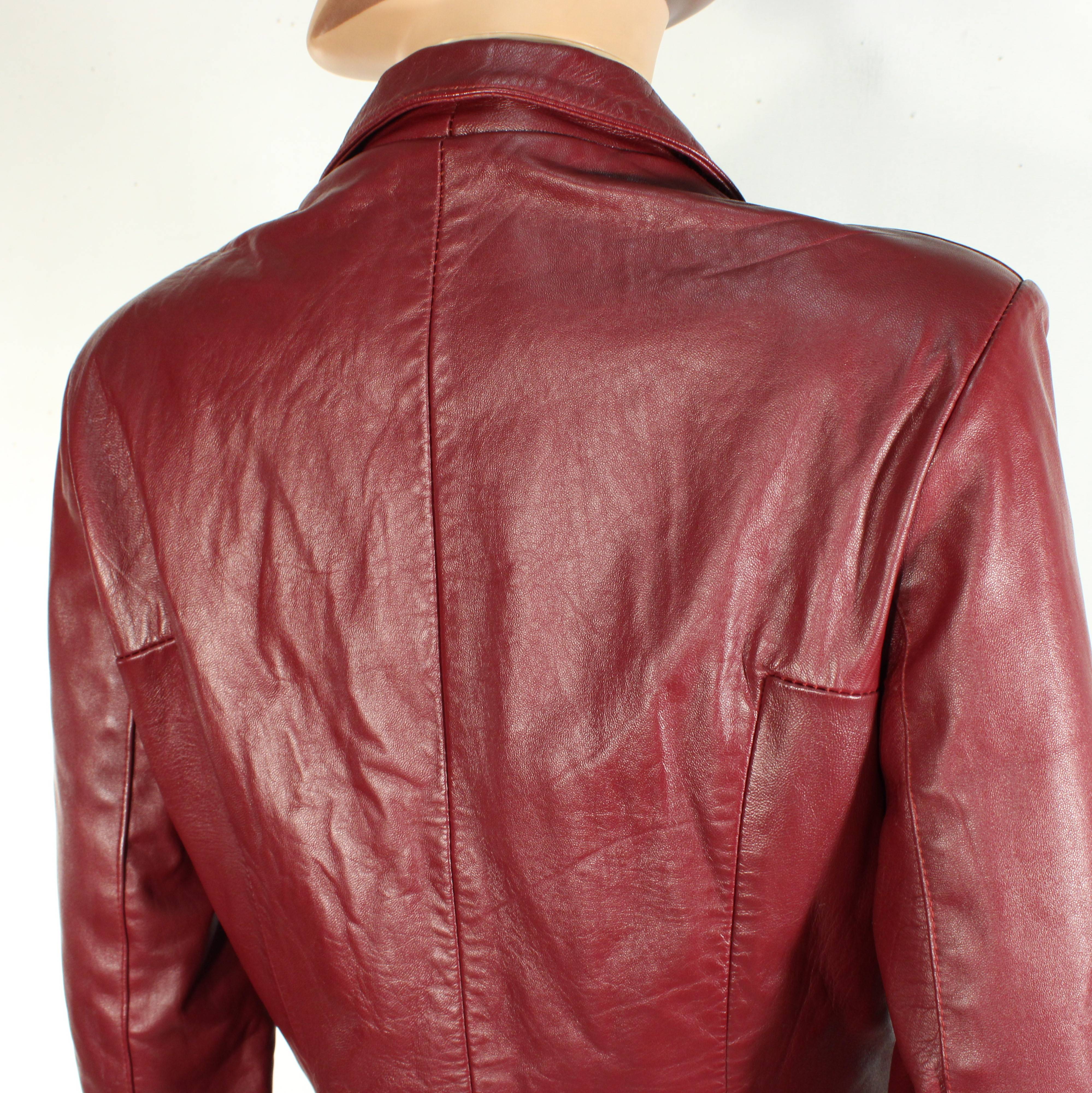 Veste Drapée Simili Cuir Bagatelle Bordeaux Taille L - Occasion Excellent état - Ouverture Devant