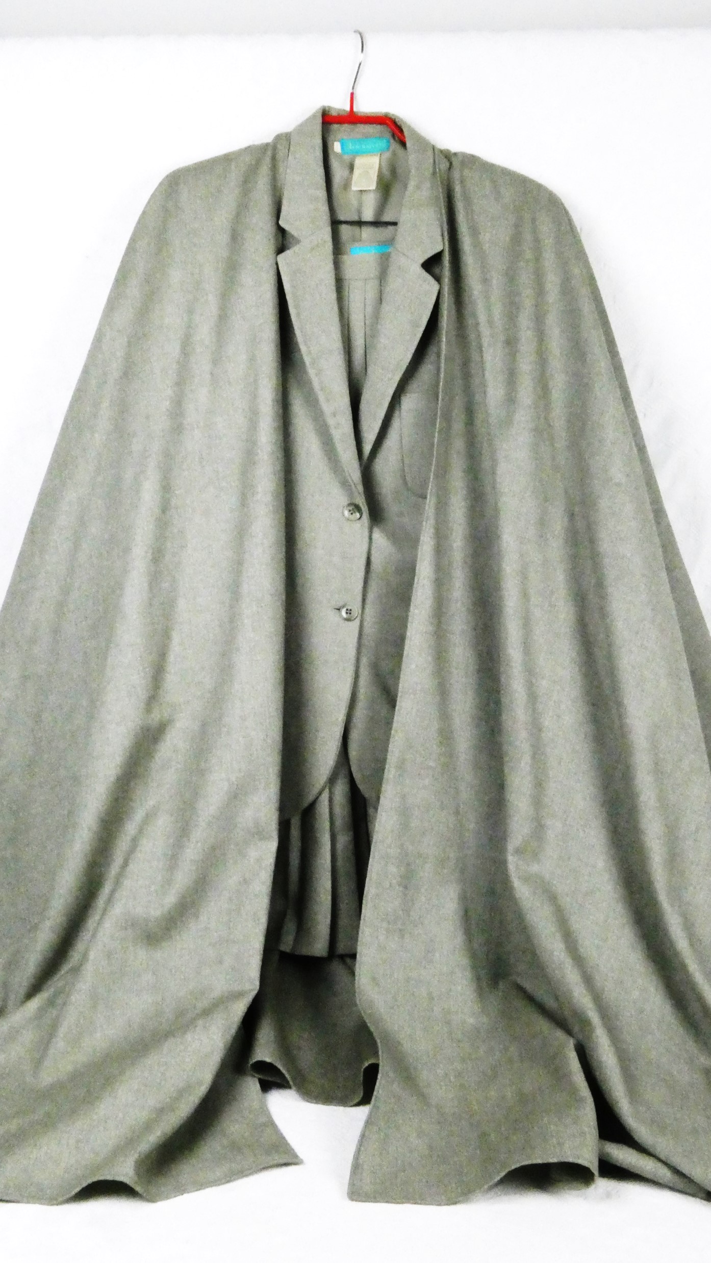 Ann?�es 1980 : Cacharel Ensemble Pardessus Veste Jupe pliss?�e vert pastel 100% laine - Taille 38 