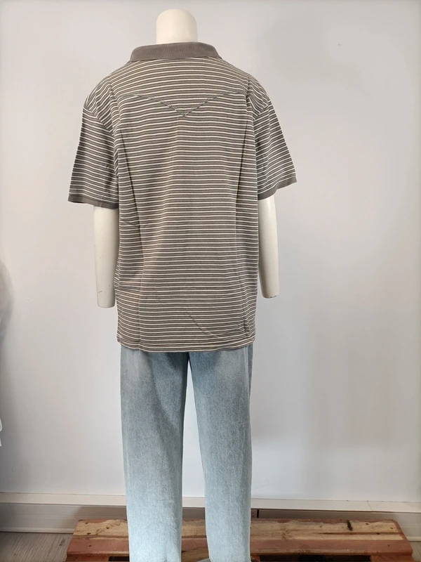 Polo Levi’s rayé gris manches courtes col contrasté casual vintage Très bon état - Vue 7 - 
