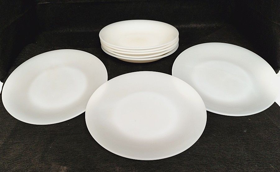 Lot de 8 assiettes ARCOPAL blanches- opaline -vintage- - Photo 1