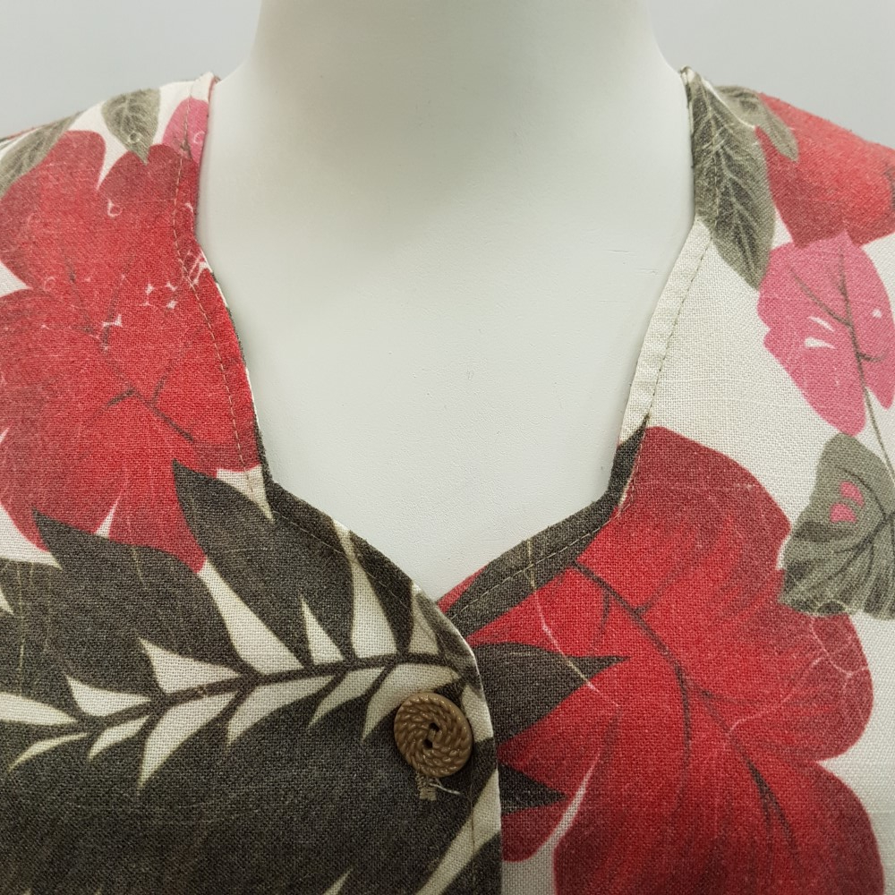 Robe boutonnée imprimée fleurs roses et feuillage vert - DAMART - Taille 46 - Photo 6