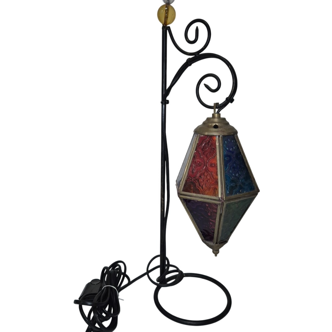 Lampe sur pied oriental vitrail rouge et bleu - Photo 0