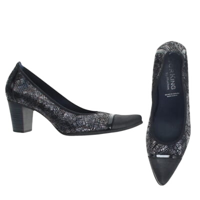 Chaussures noires à talons 7 cm imprimées serpent - Femme - Fluchos - Pointure 39 - Photo 0