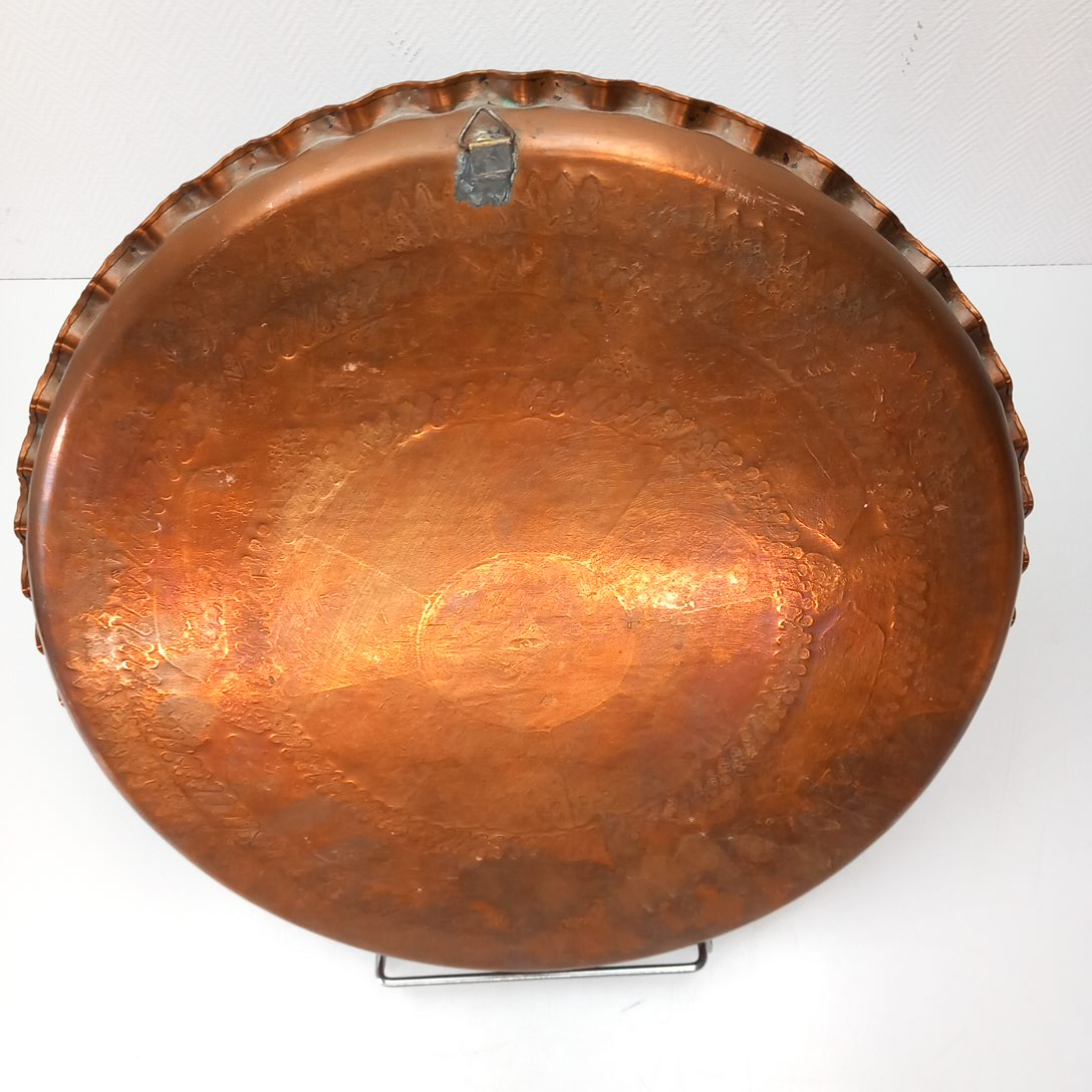 Plateau Oriental en Cuivre Rouge Artisanal - Bon état - Photo 4