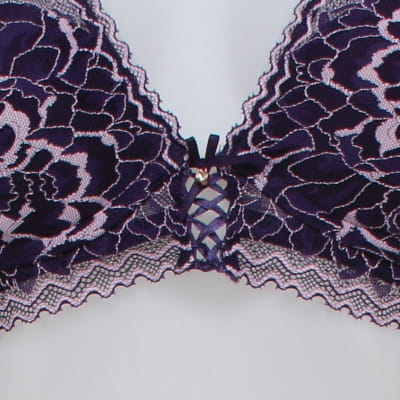 Soutien-gorge violet à dentelle imprimé avec armatures - femme - In Extenso - taille 85 B - Photo 3