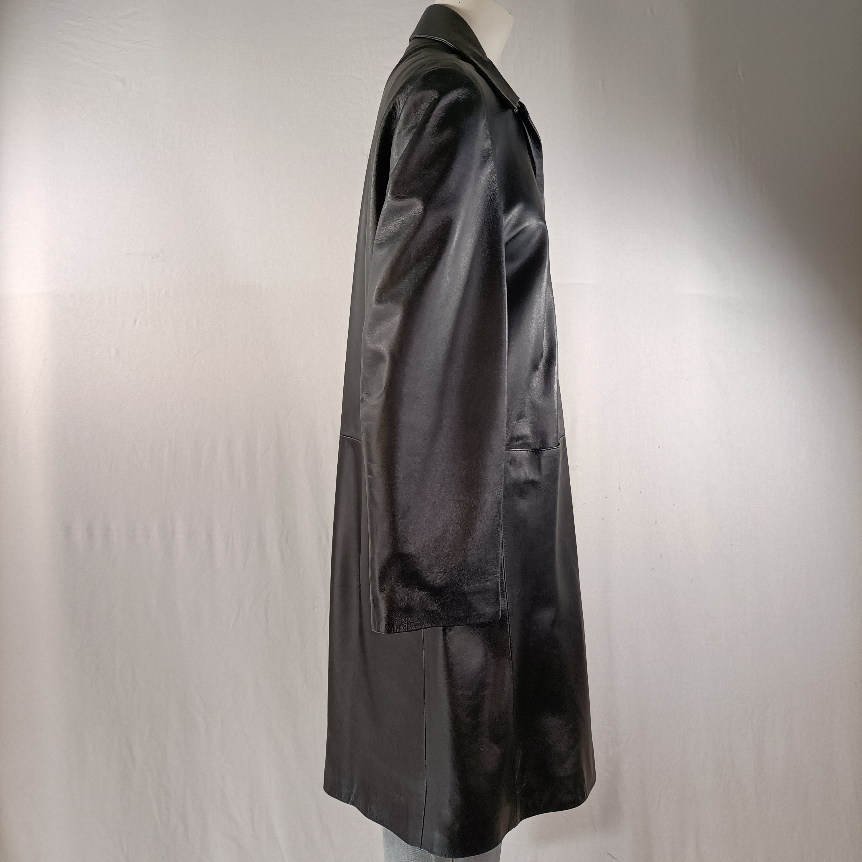 Manteau noir droit en cuir d'agneau - Printemps C.LIBRE - Taille 2 estimée - Photo 3