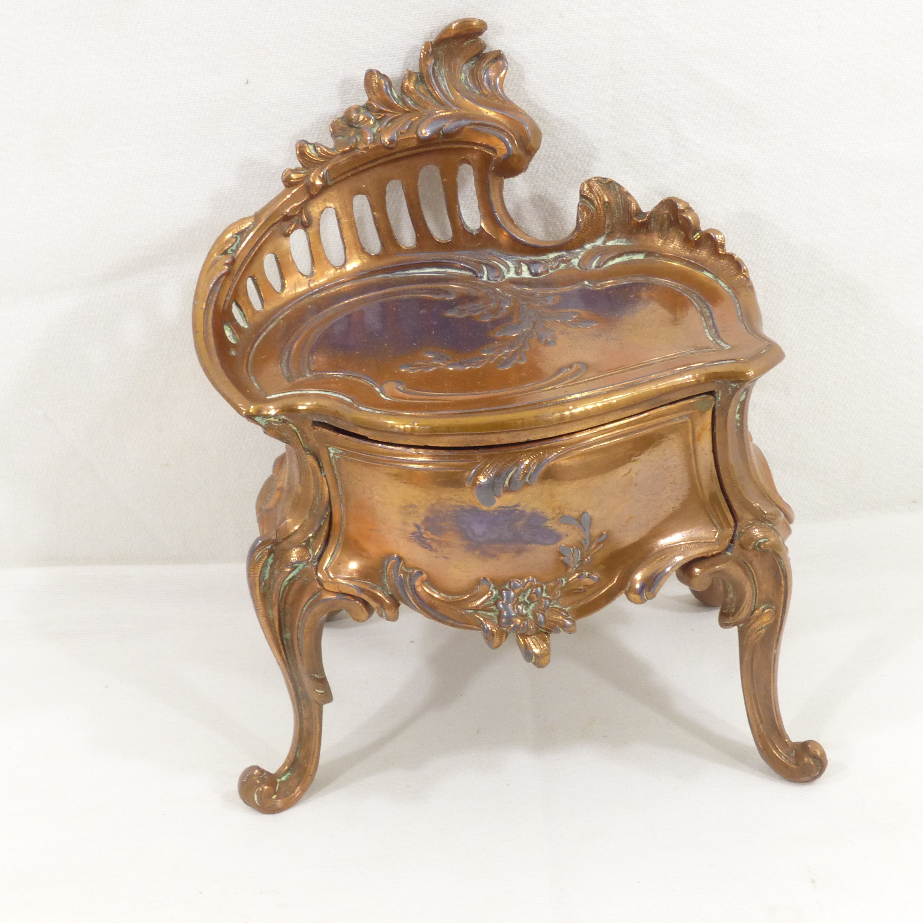 Boite à bijoux ancienne en métal - Style Louis XV / Rocaille - Photo 6