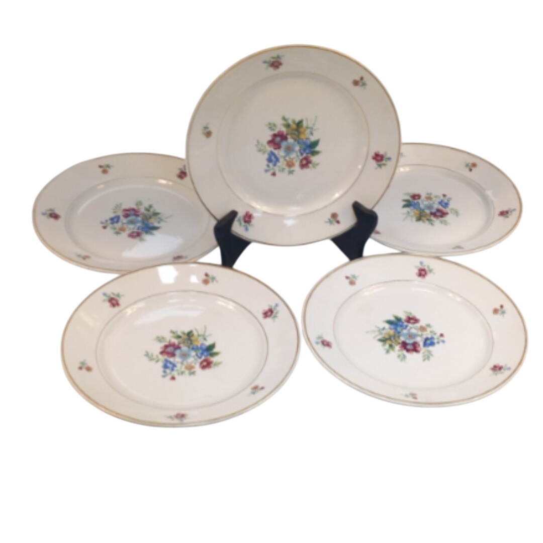 5 Assiette Lunéville fleurs peintes - Bon état sur Label Emmaüs