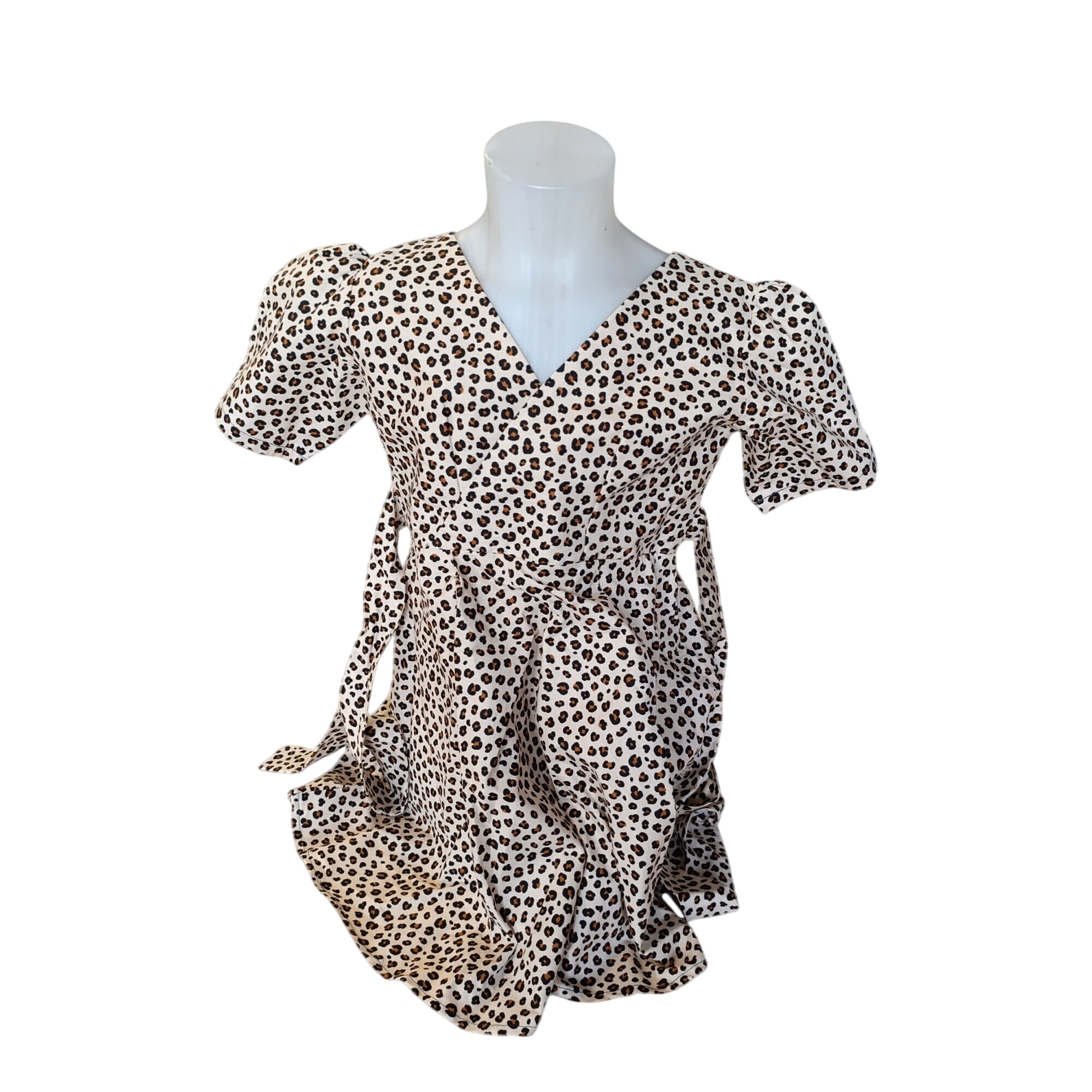 Robe Léopard enfants (taille 5ans ) fabriqué dans notre atelier Acsomur, à partir de tissu recyclé - Photo 0