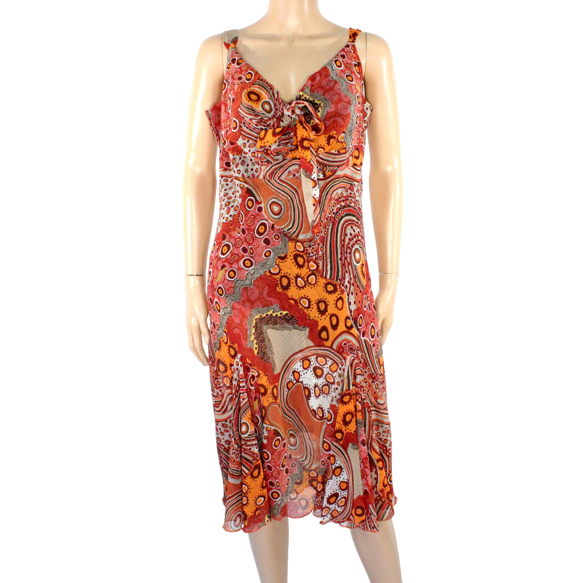 Robe Orange & Ecru A Motifs Taille Estimée 42/44 - Photo 0