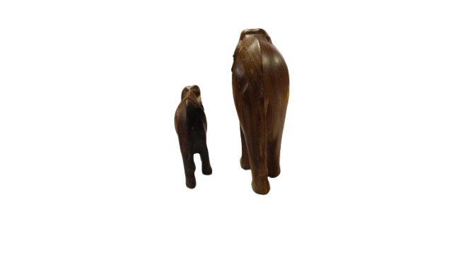 Lot de 2 Statuettes d'éléphant en bois - Photo 3