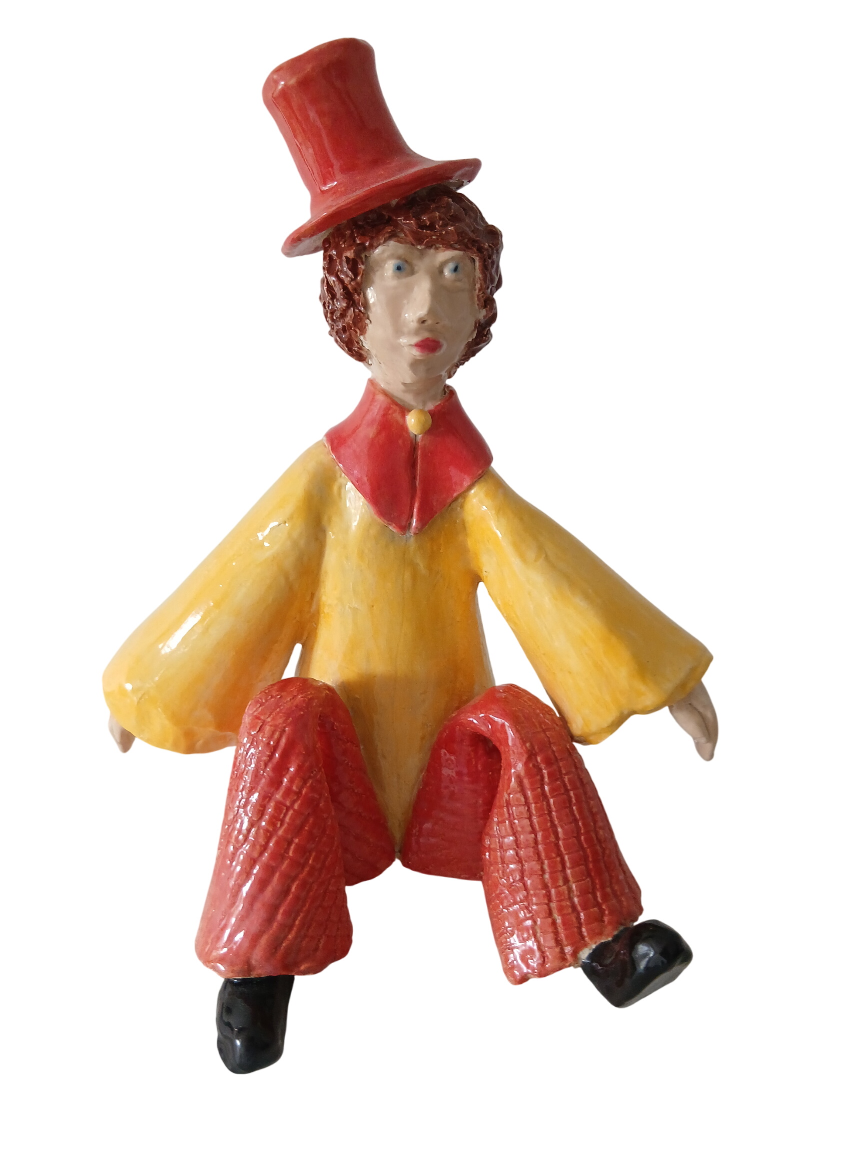 Statuette d'un personnage (clown) en terre cuite peinte - Photo 0