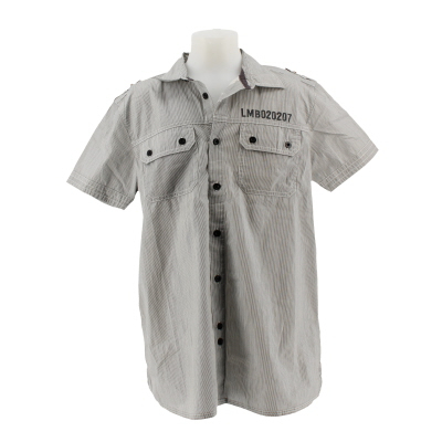 Chemise grise et blanche à rayures - Garçon - Gémo - Taille 14 ans  - Photo 0