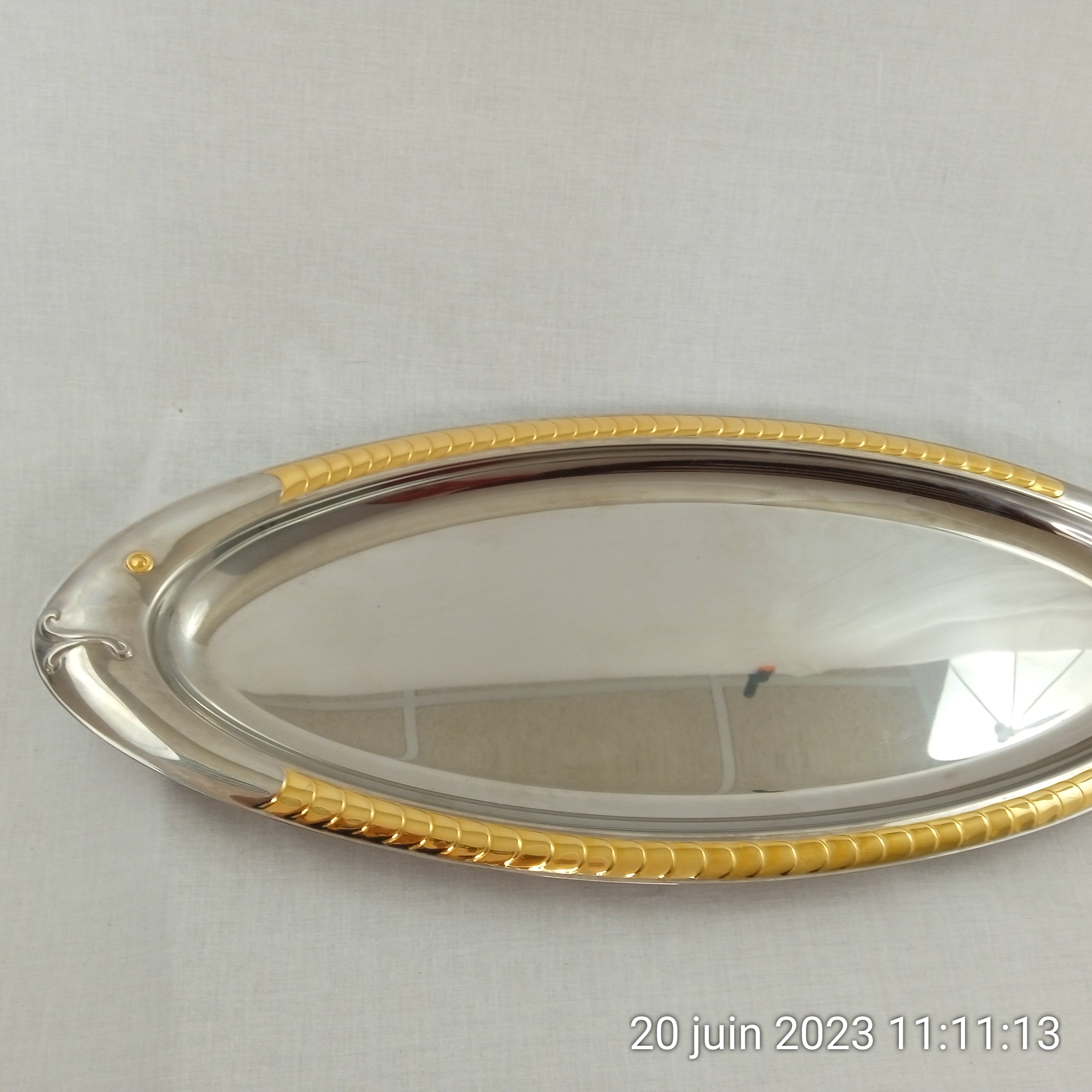 Grand plat à poisson 24 kt gold en acier inoxydable  - Photo 4