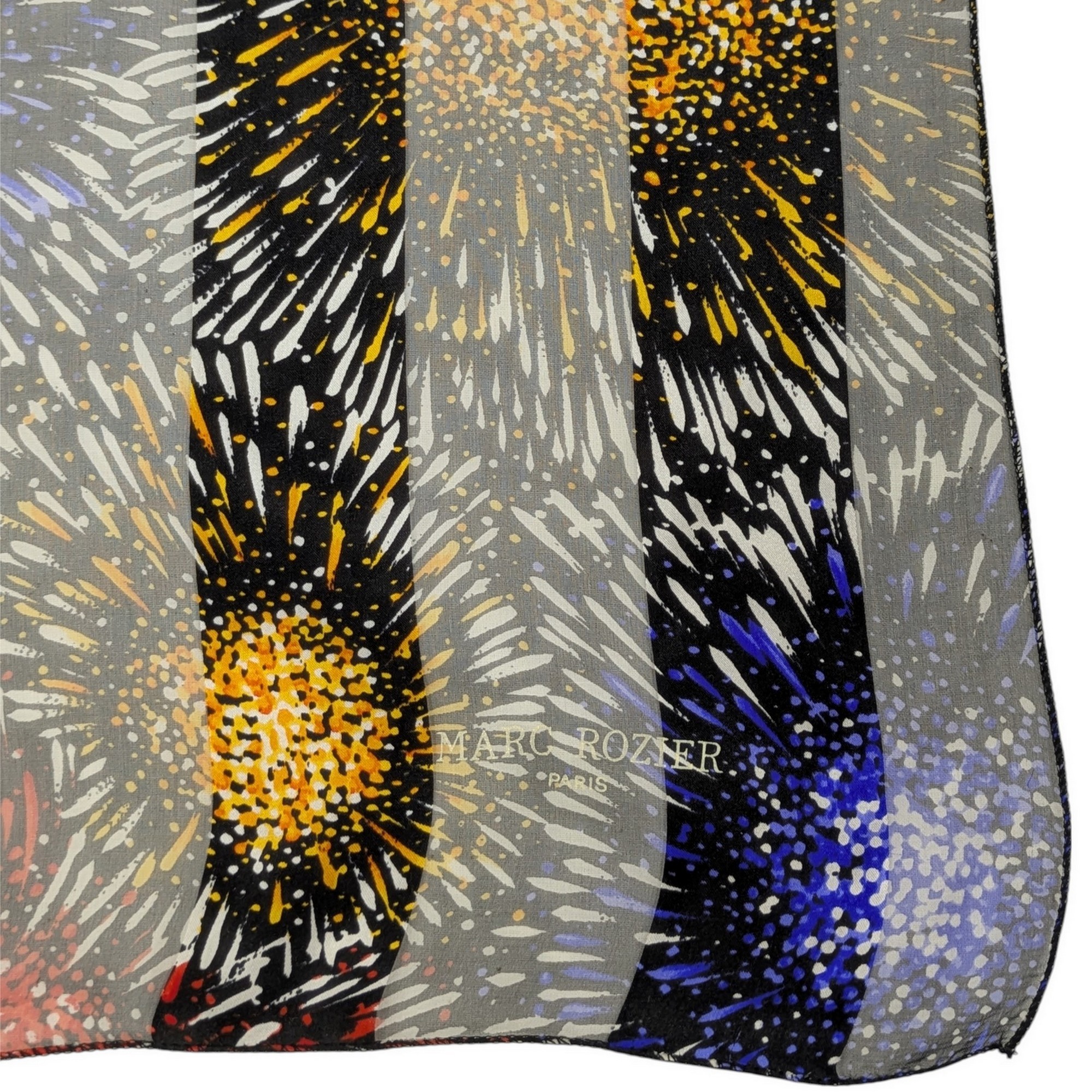 Grand Foulard Marc Rozier Carré en voile de soie imprimé coloré 116 cm x 117 cm - Photo 1