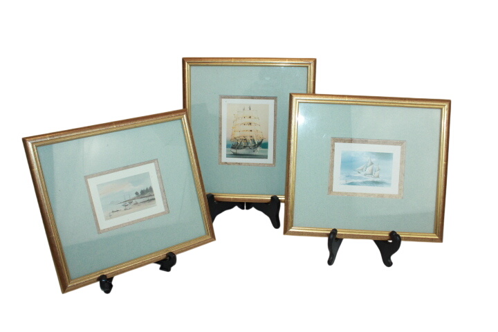 3 cadres dorés -motifs de bateaux - Photo 0