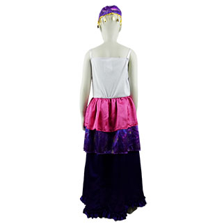 Déguisement bohémienne robe de danseuse oriental violette , nacré + toque - fille - 10/12 ans  - Photo 1