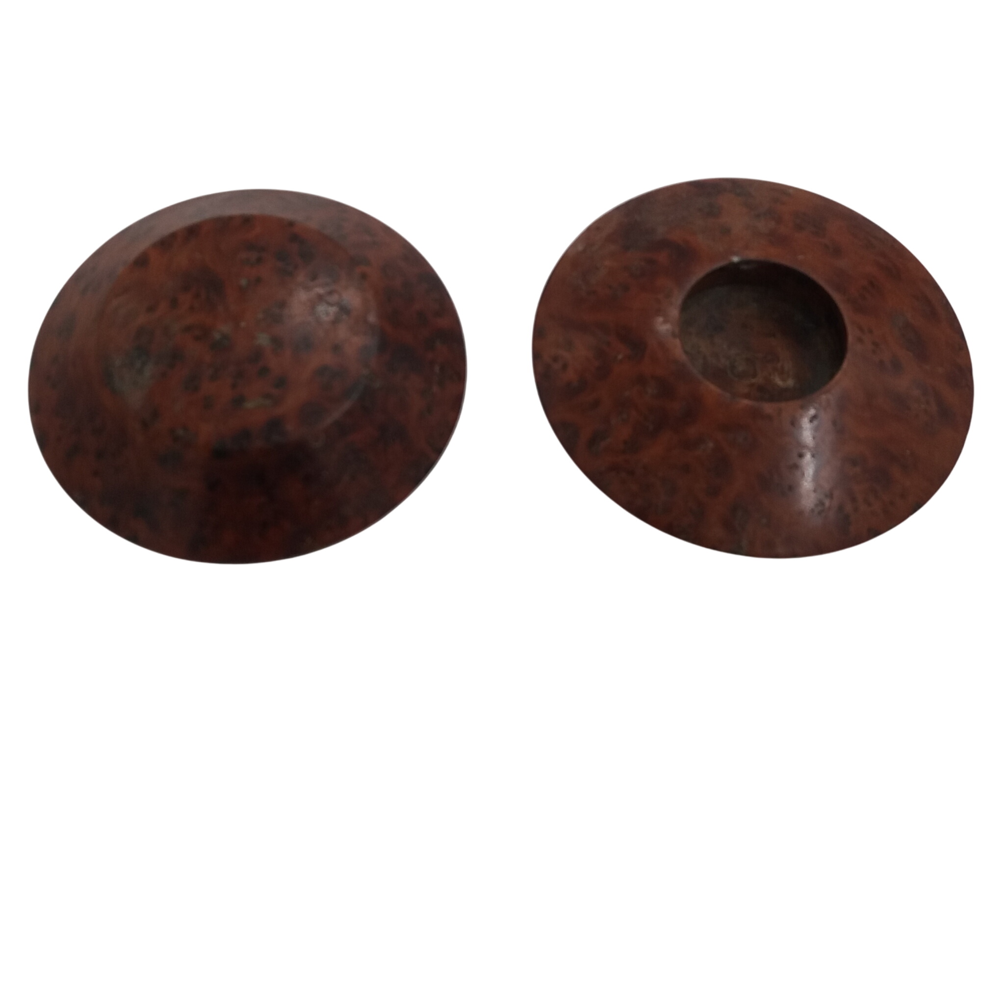 Lot de 2 bougeoirs scandinaves en loupe d’orme (bois). Vintage année 70’. - Photo 0
