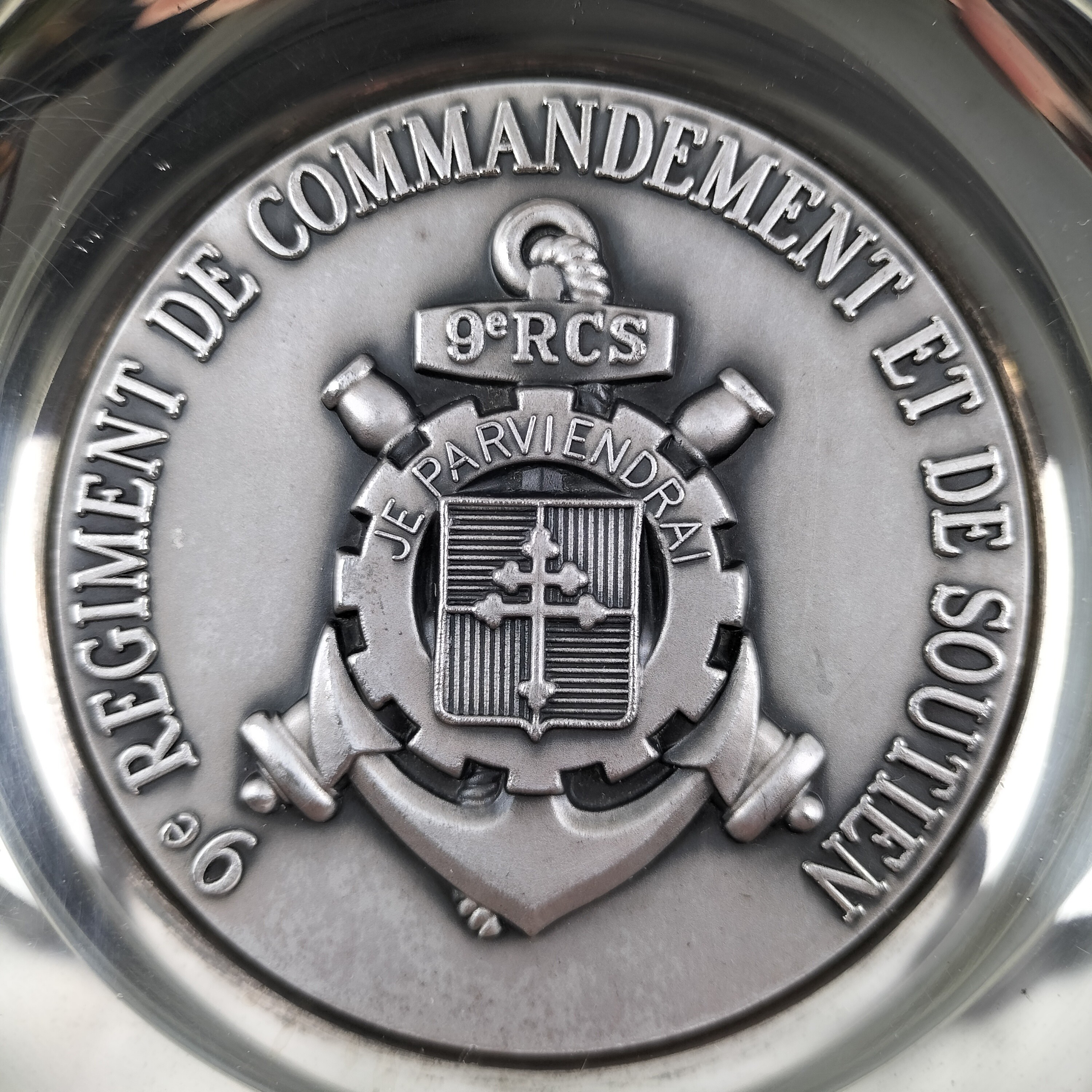COUPELLE MILITAIRE METAL ARGENTE BLASON MARINE A623 BSAOM CHAMPLAIN NAVIRE ARMEE