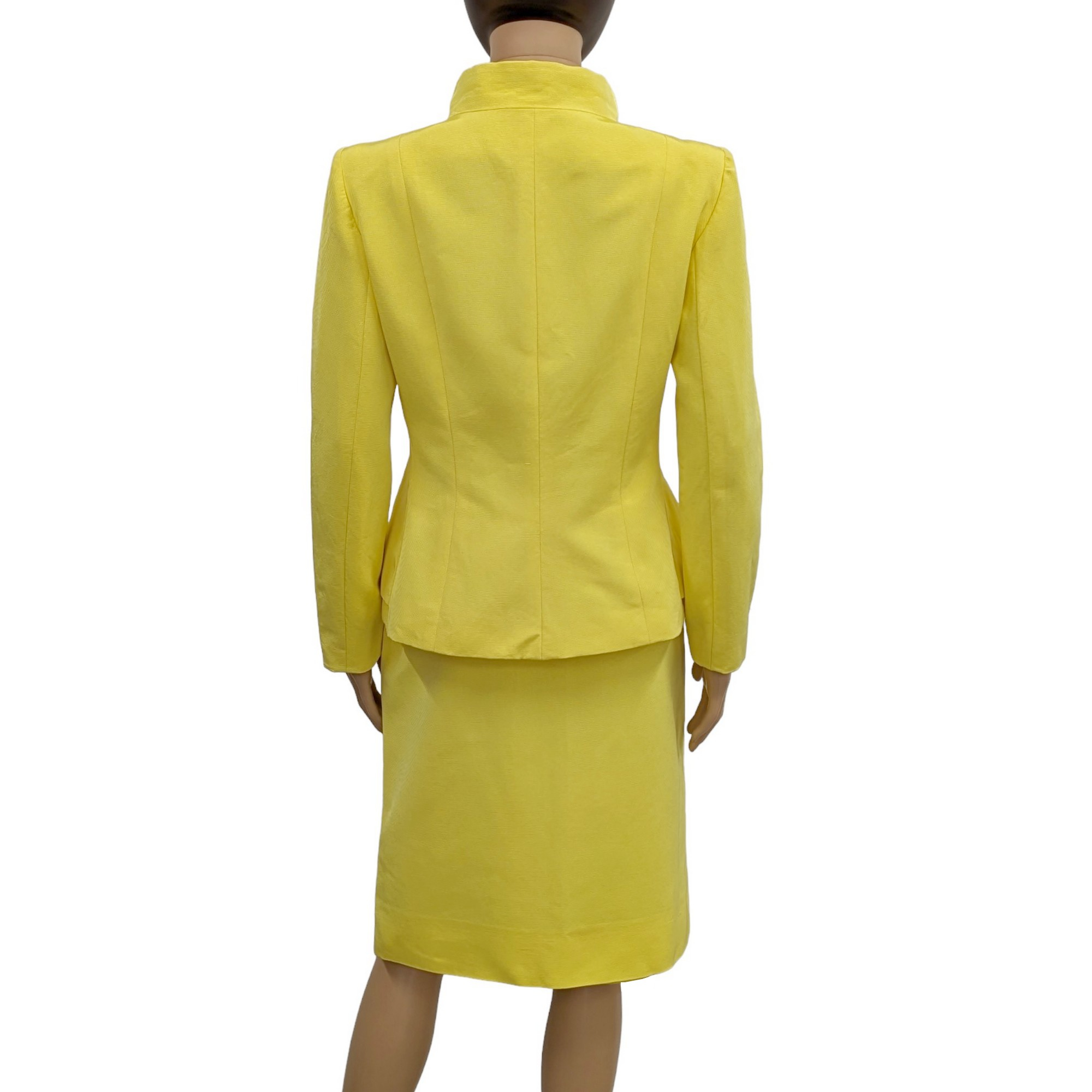 Tailleur Nina Ricci T 44 Ensemble jupe & veste en ottoman jaune lumineux Vintage 80/90's - Photo 5
