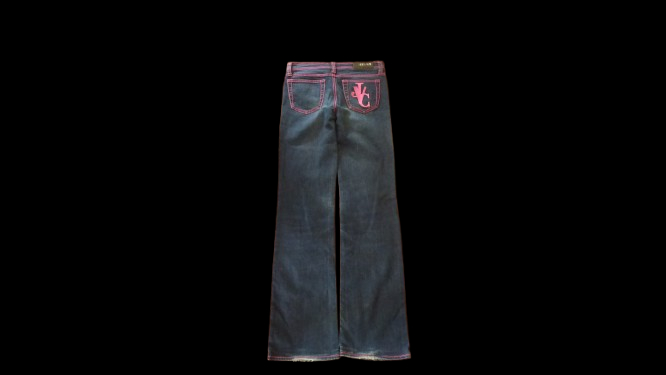 Jeans Versace bleu et coutures rose fuschia pour femme - taille 42  - Vue 5 - 