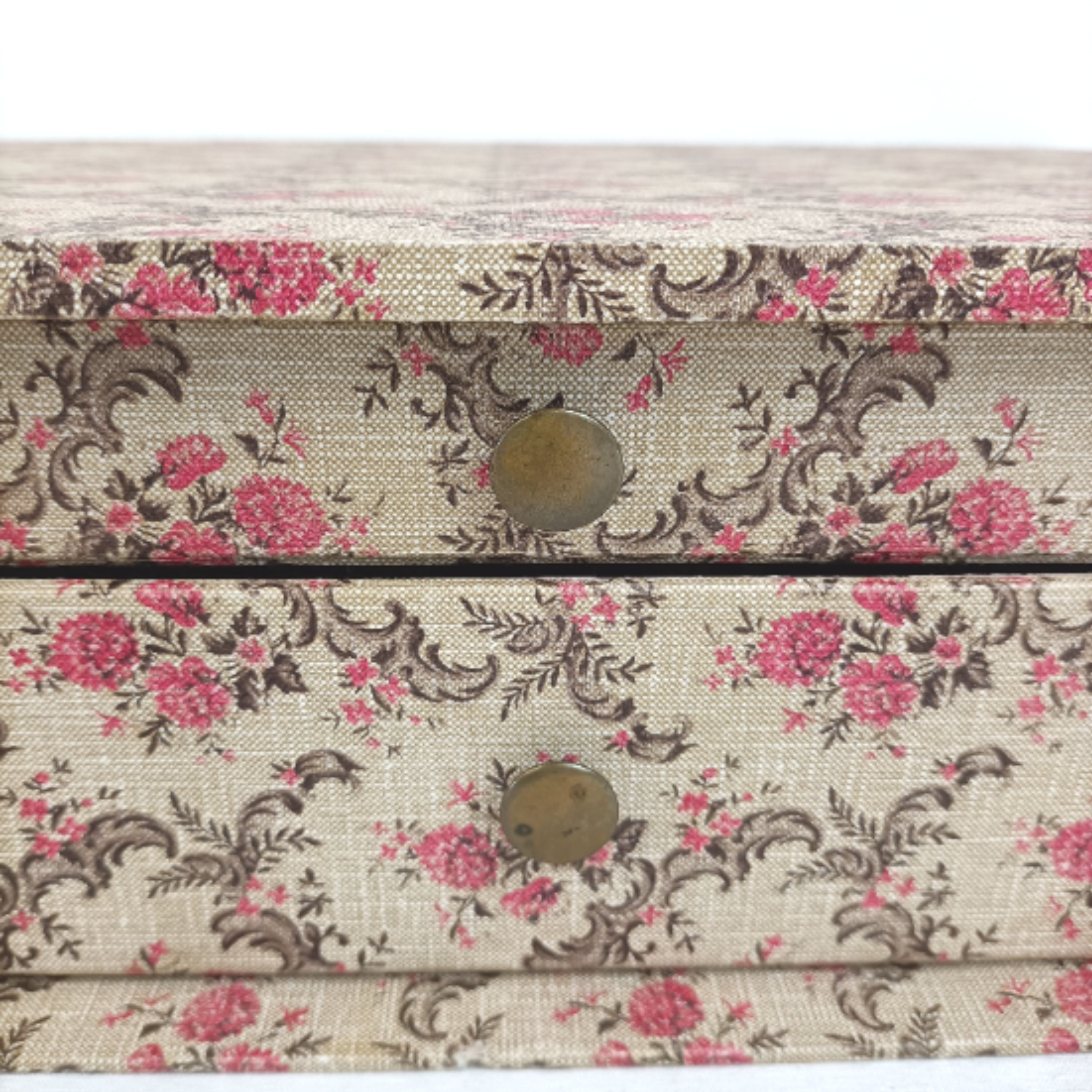 Coffret à ménagère double tiroirs fleuri Vintage + ménagère 62 pièces (inox) - Bon état - Photo 2