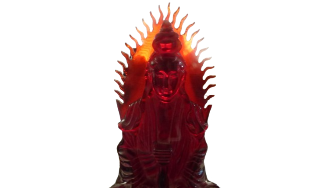 Statue de bouddha décorative couleur rouge cerise - Photo 7