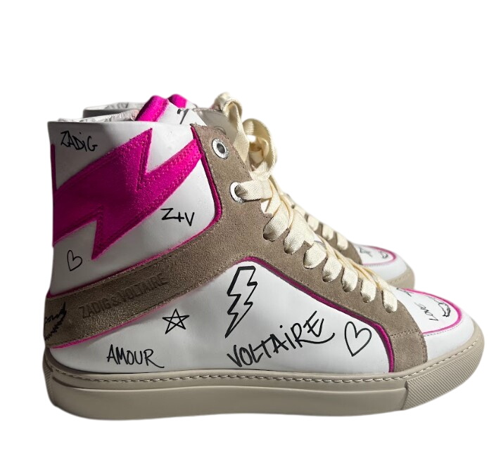 Baskets hautes Zadig&Voltaire Pink Flash Cuir Rose et Blanc - T.40 - Photo 0