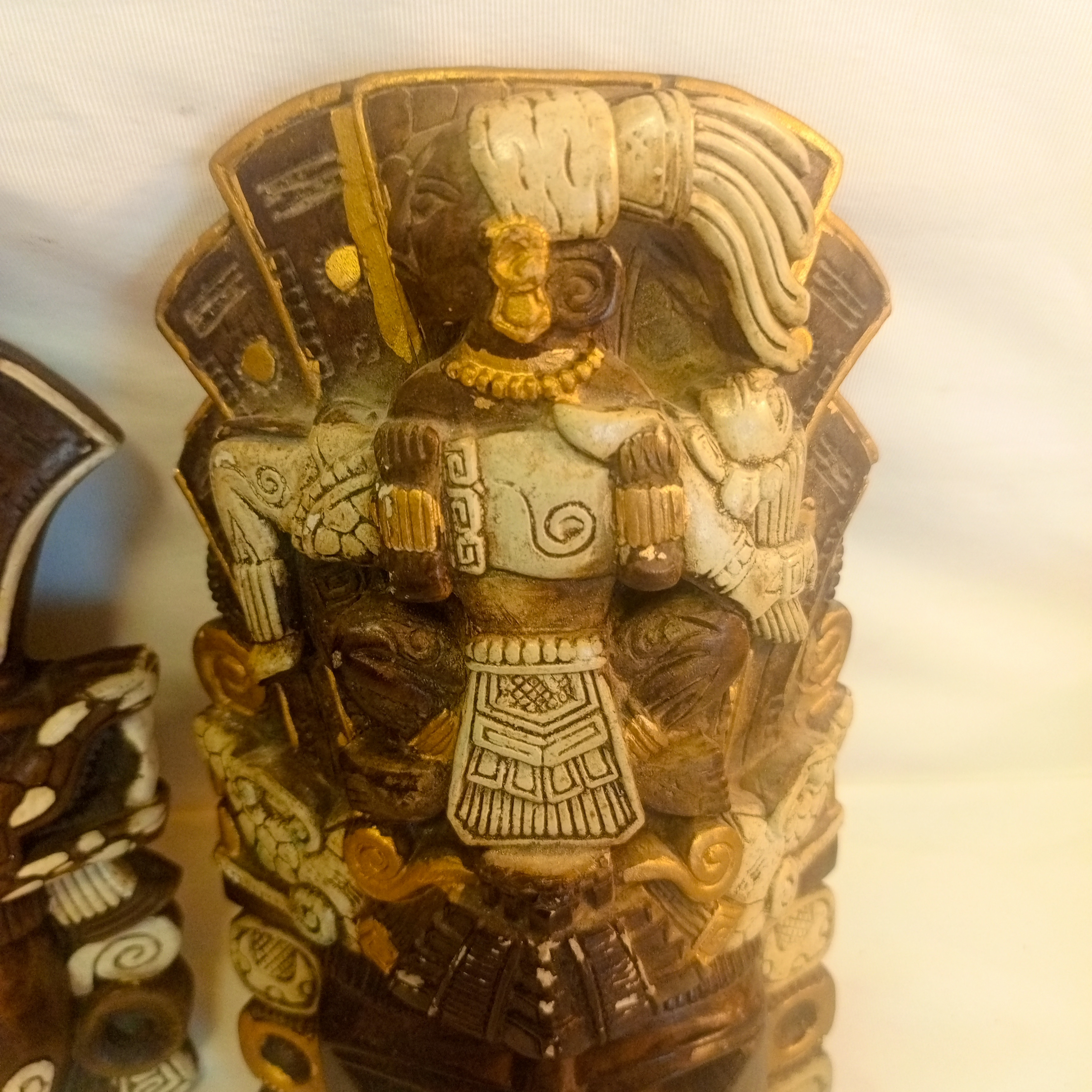 Lot de 3 Masques indien maya sculptés sur pierre - Photo 7