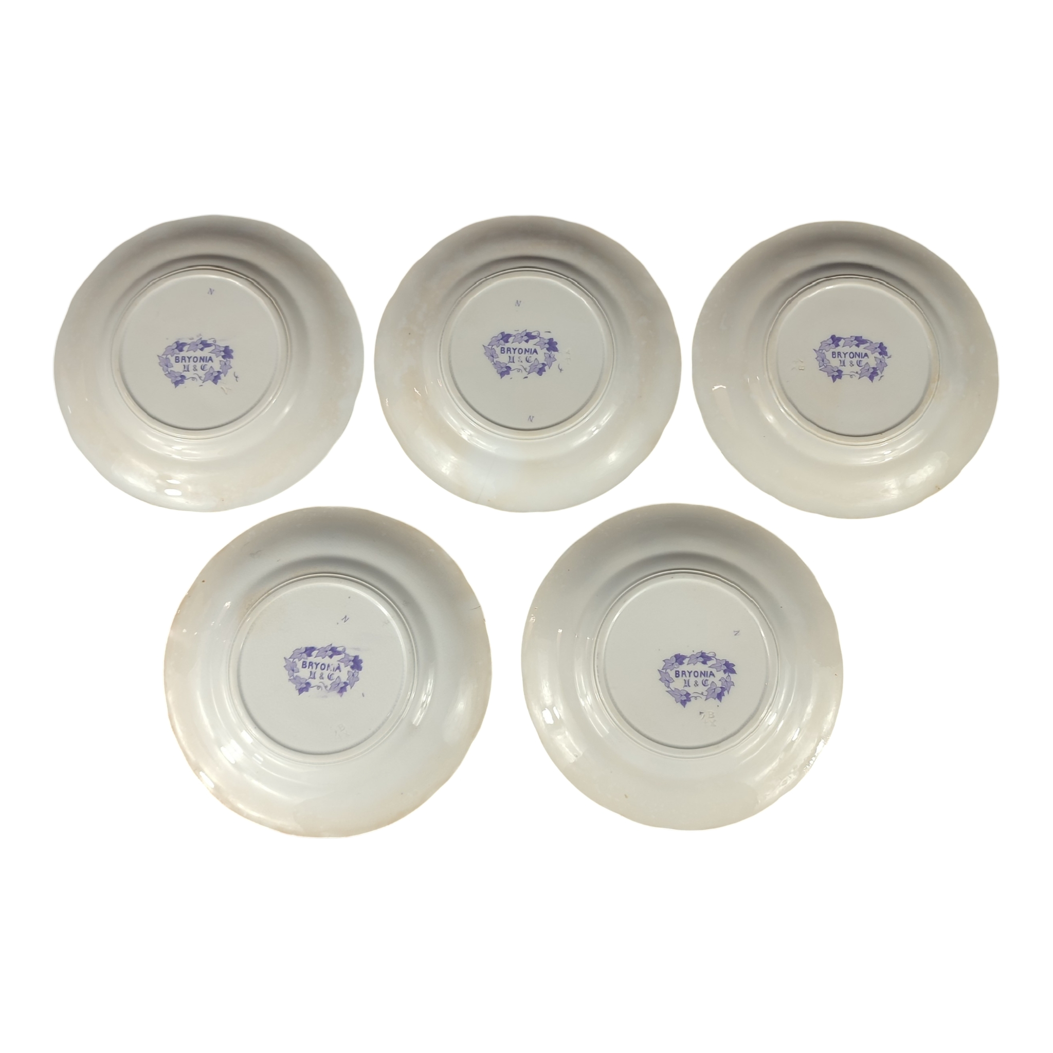 Lot 5 assiettes à dessert - U & C Sarreguemines - Modèle BRYONIA - Années 1875 à 1920 Bon état - Vue 3 - 