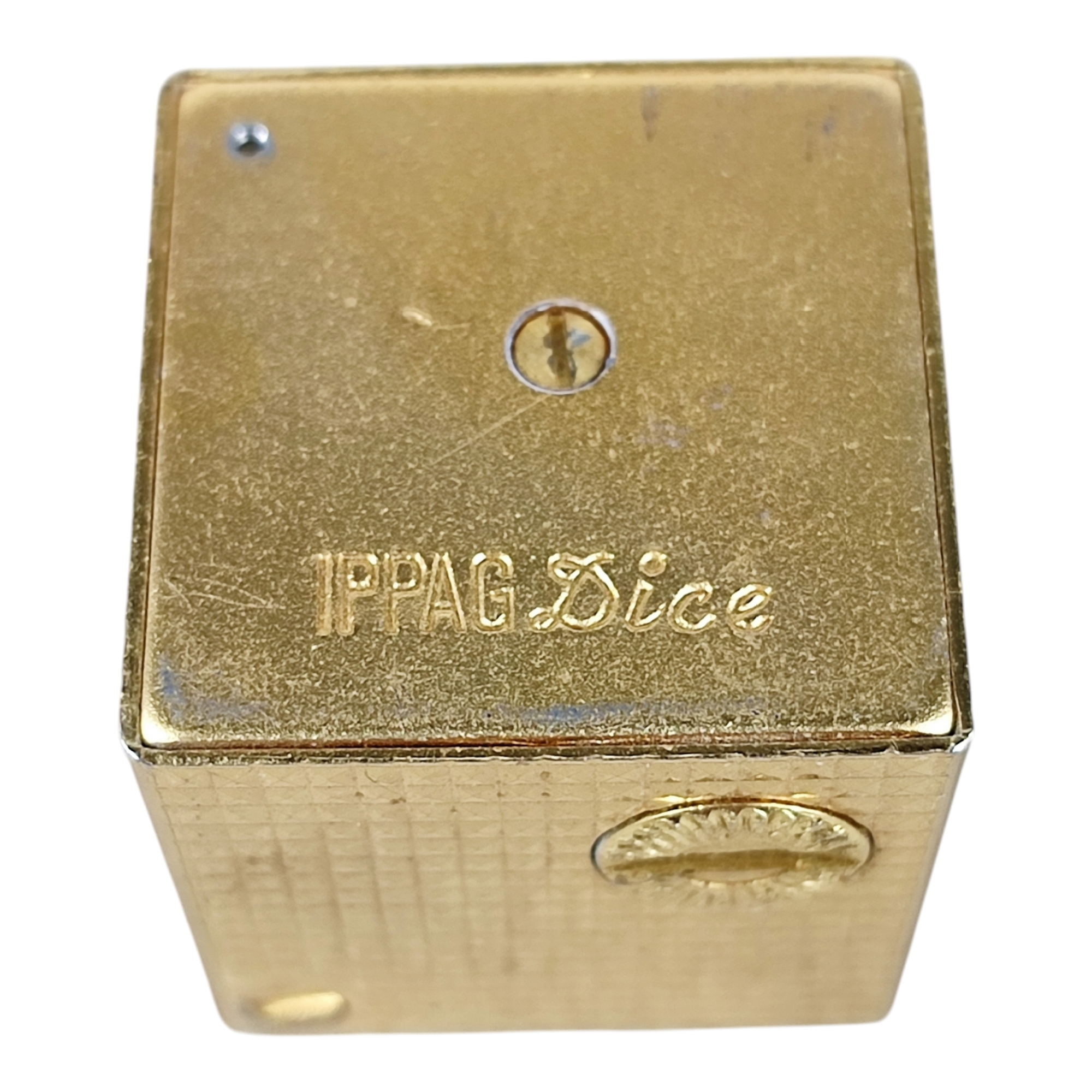 Briquet cube IPPAG DICE en métal doré Bon état - Vue 3 - 