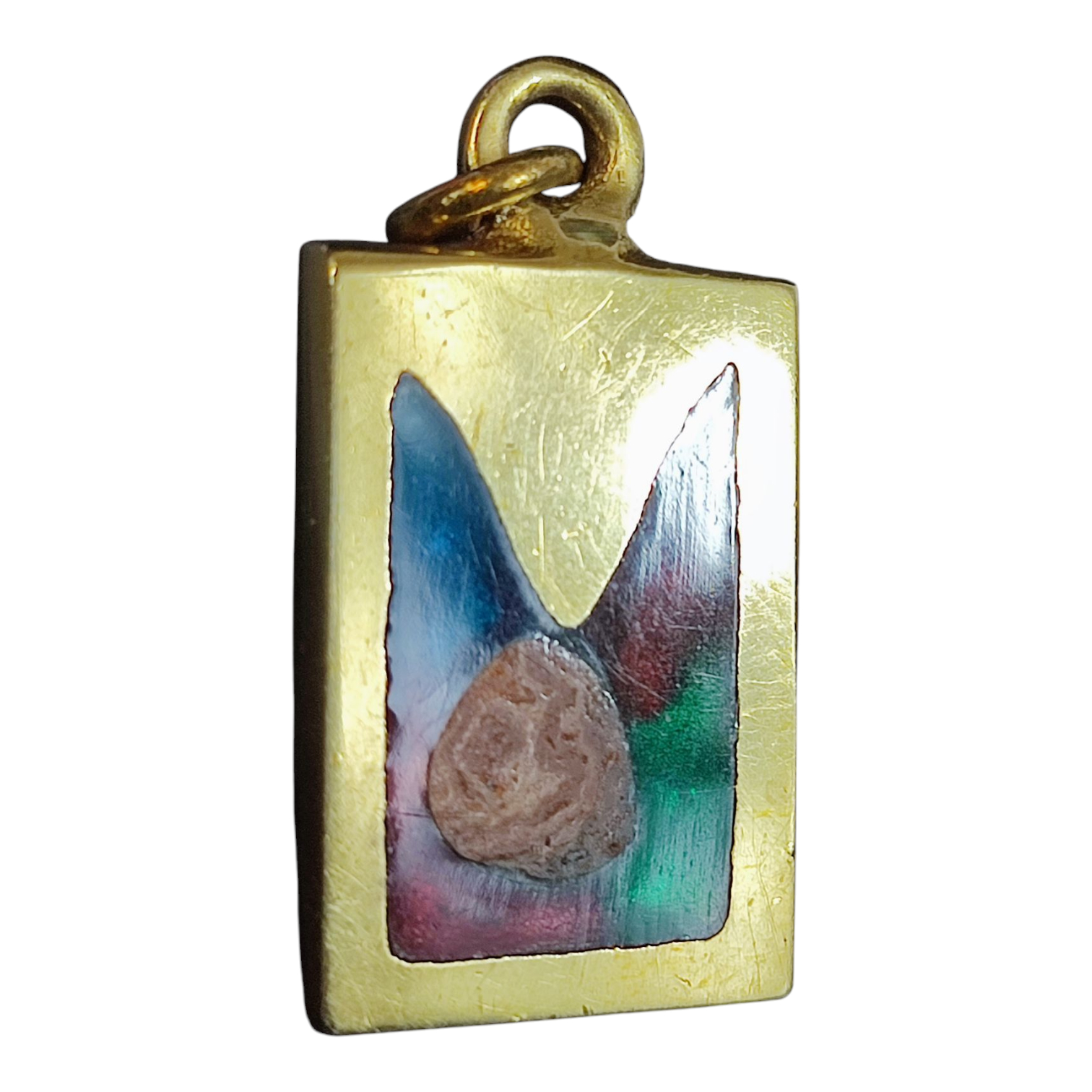 Pendentif doré avec incrustations de résine colorée - Photo 2