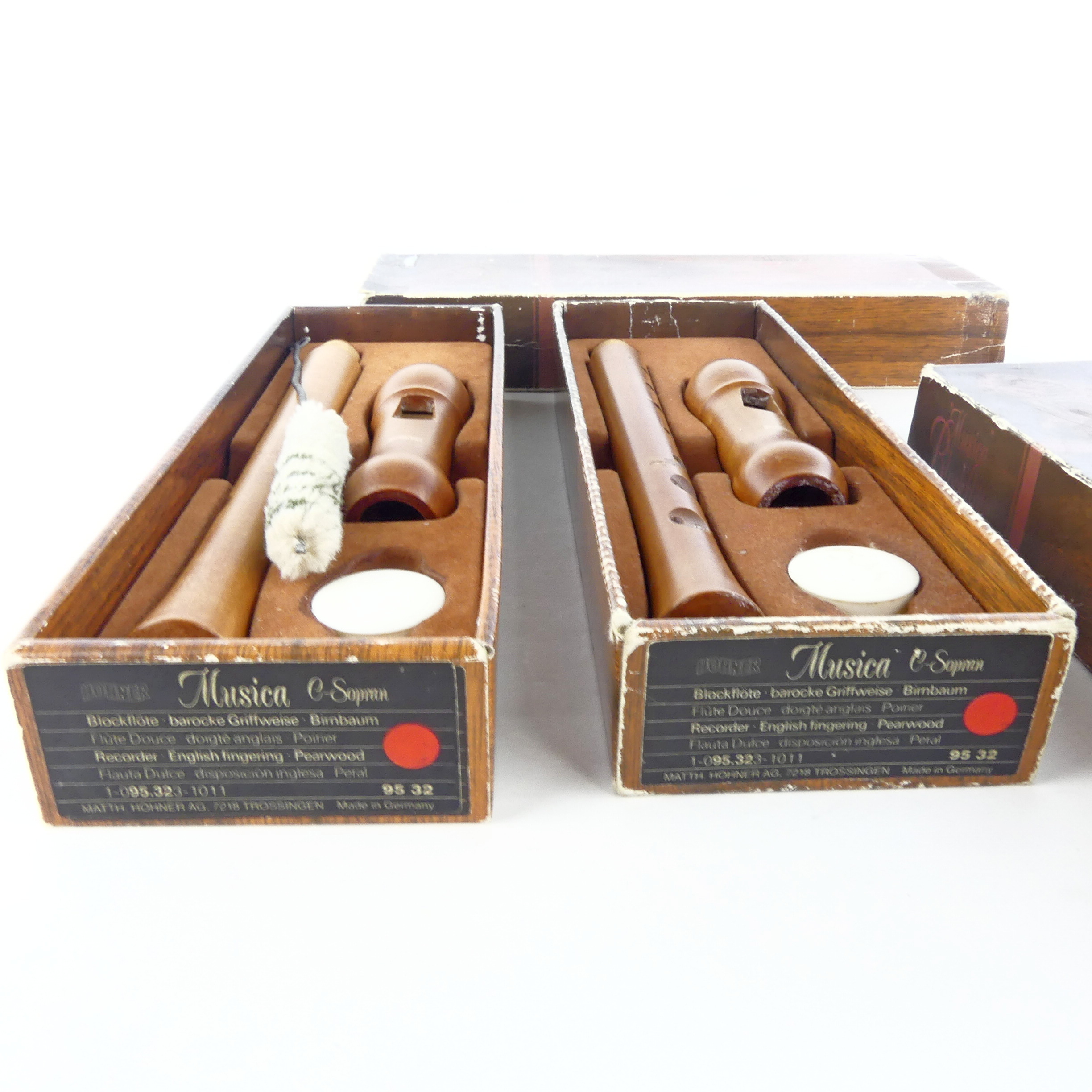 2 Flutes à bec Hohner Germany Musica E Sopran Bon état - Vue 4 - 