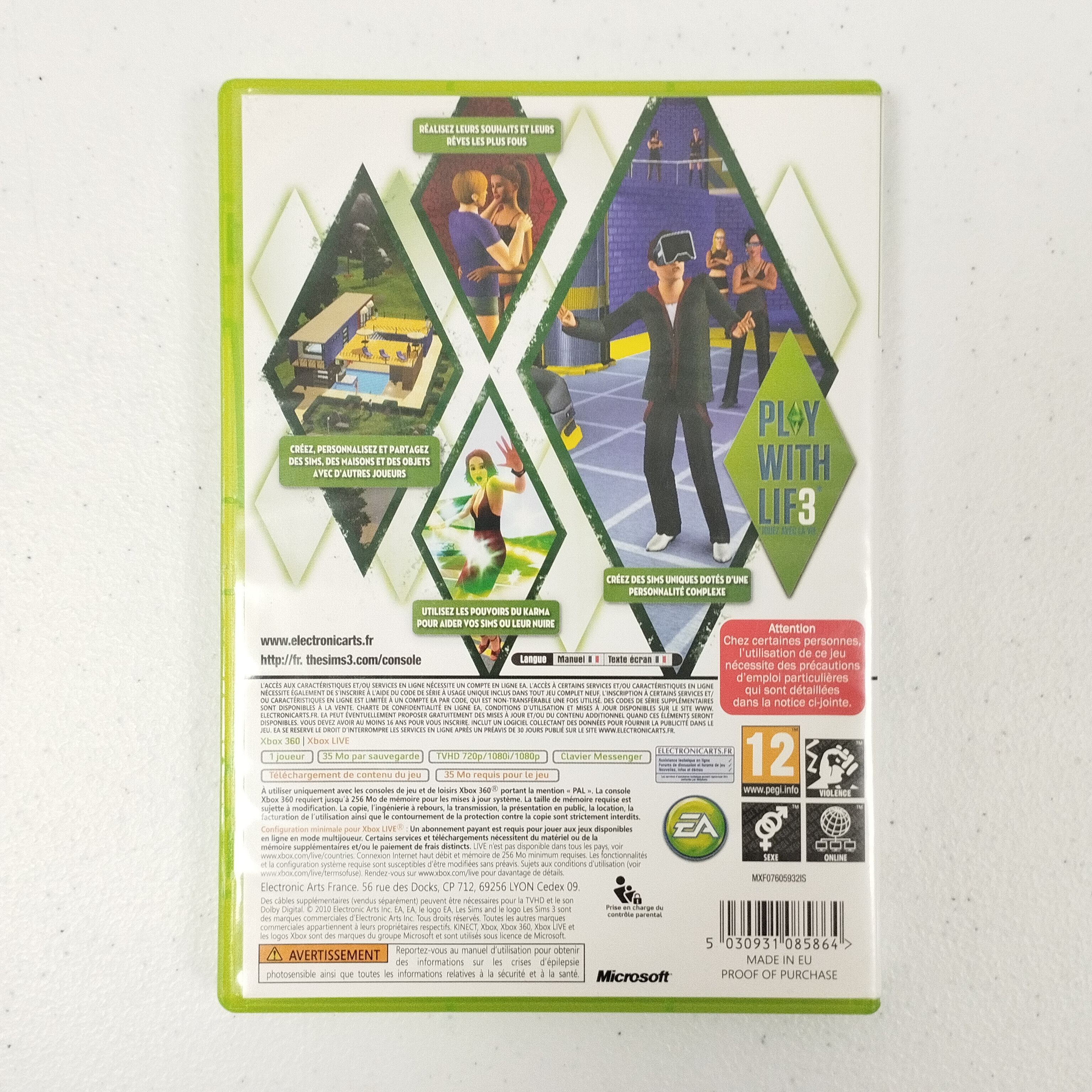 Voir photo 2 de Lot de 3 jeux XBOX 360 : Les Sims 3 /PES 2015 / Skate 3 Lot de 3 jeux XBOX 360 : Les Sims 3 /PES 2015 / Skate 3 Bon état - Vue 2 -