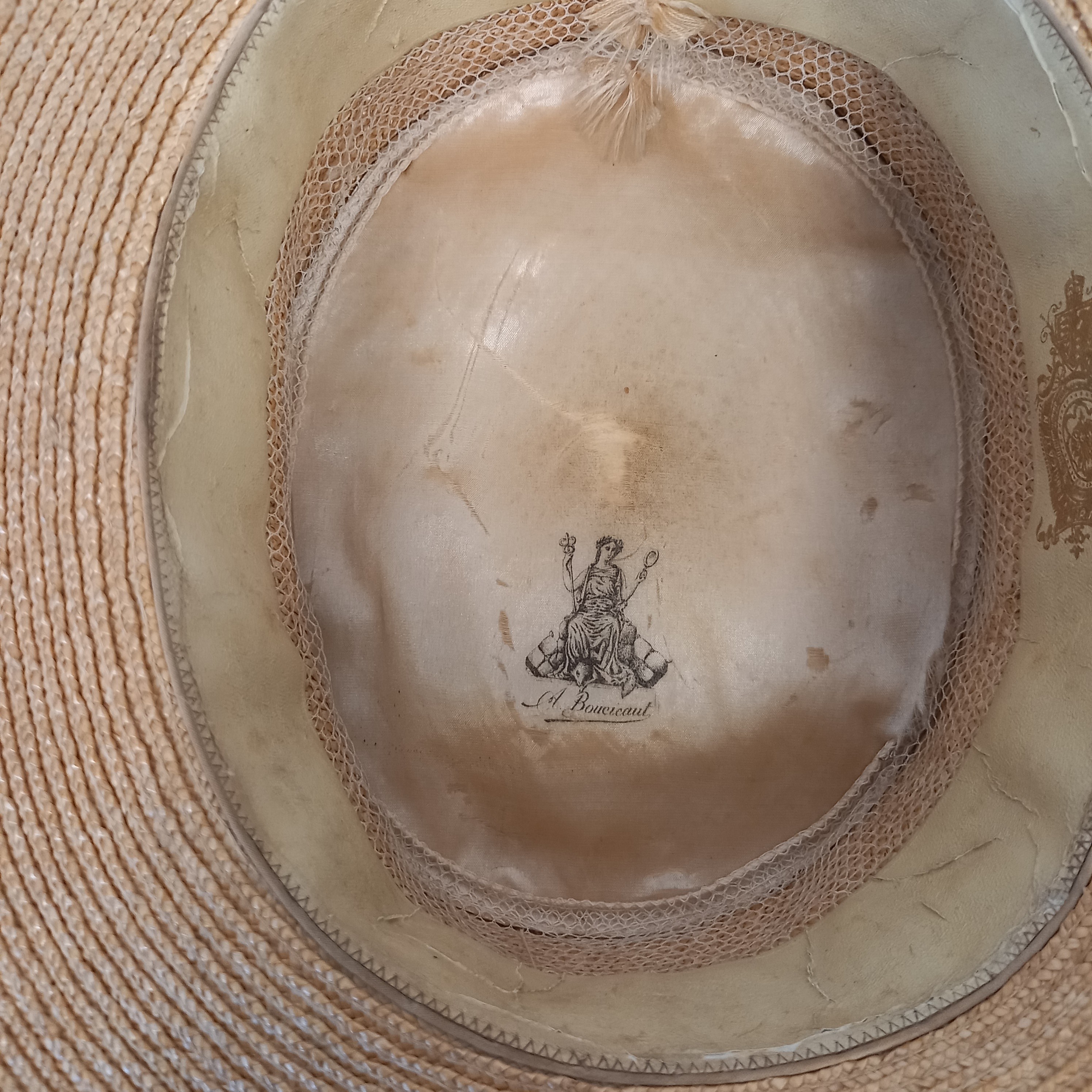 Ancien chapeau canotier ruban blanc ,A Boueicaut - Bon état - Photo 5